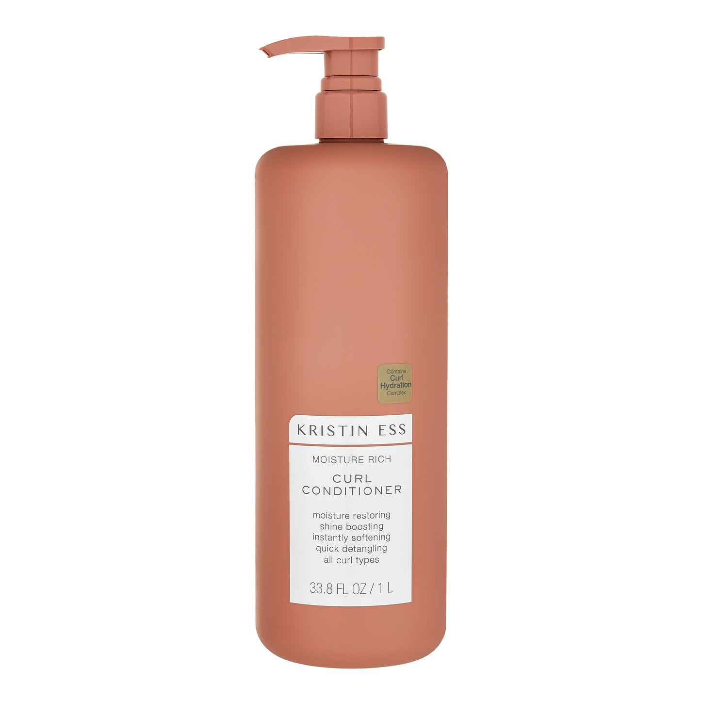 Kristin Ess Hair Moisture Rich Curl Conditioner, 33.8 fl oz, For Curly + Wavy Hair, Detangler, Vegan, Sulfate, Paraben and Silicone Free, Color + Keratin Safe