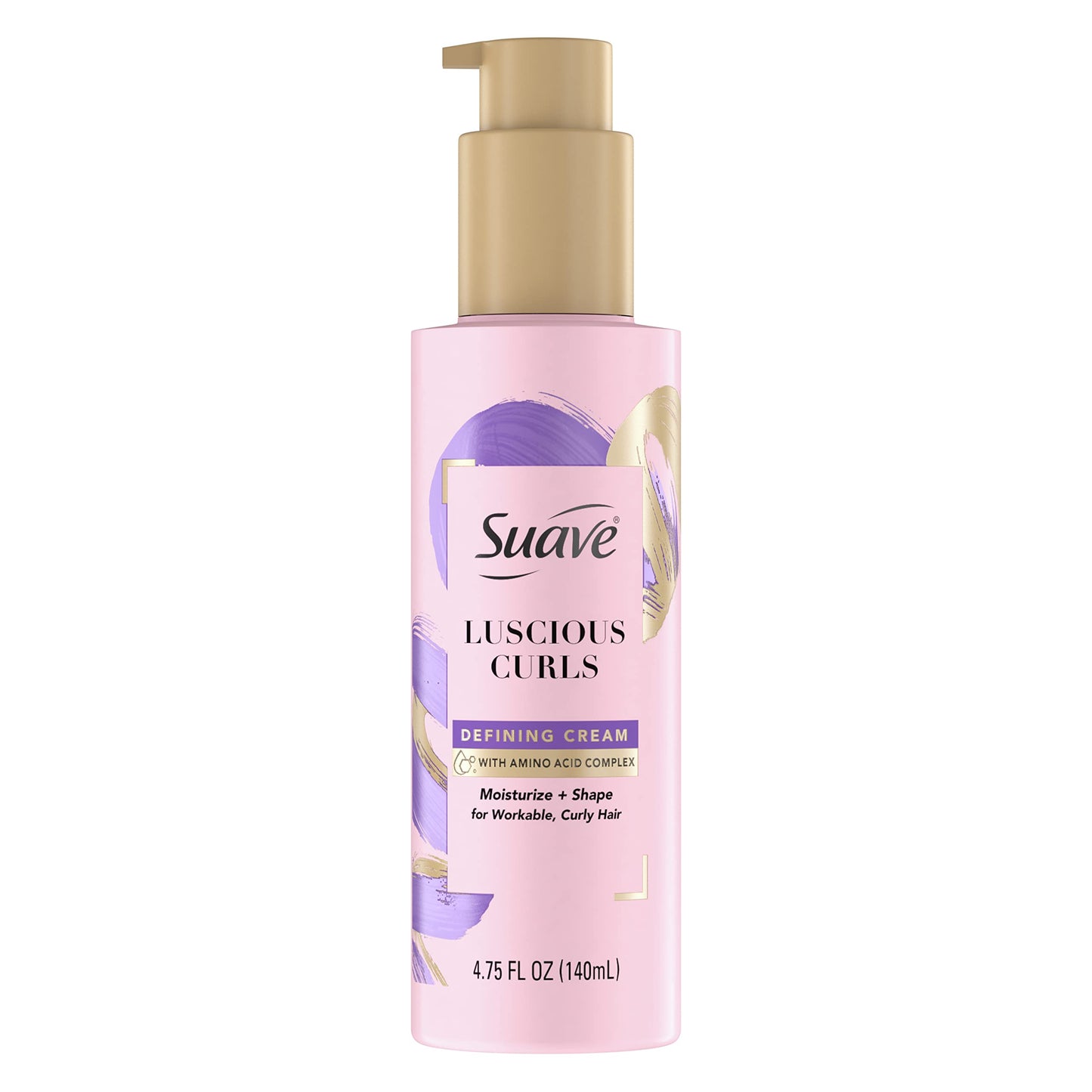 SUAVE Pink Luscious Curls Styling Cream Hair Cream for Luscious Curls Curl Defining Cream with Amino Acid Complex 4.75 oz