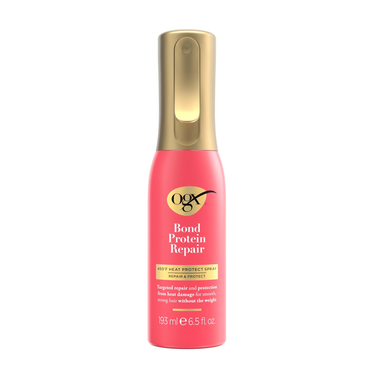 OGX Repair & Protect Bond Protein Repair 450¡F Heat Protect Spray, Thermal Protection Spray for Targeted Damage Repair & Protection from Heat Damage, 6.5 fl. oz