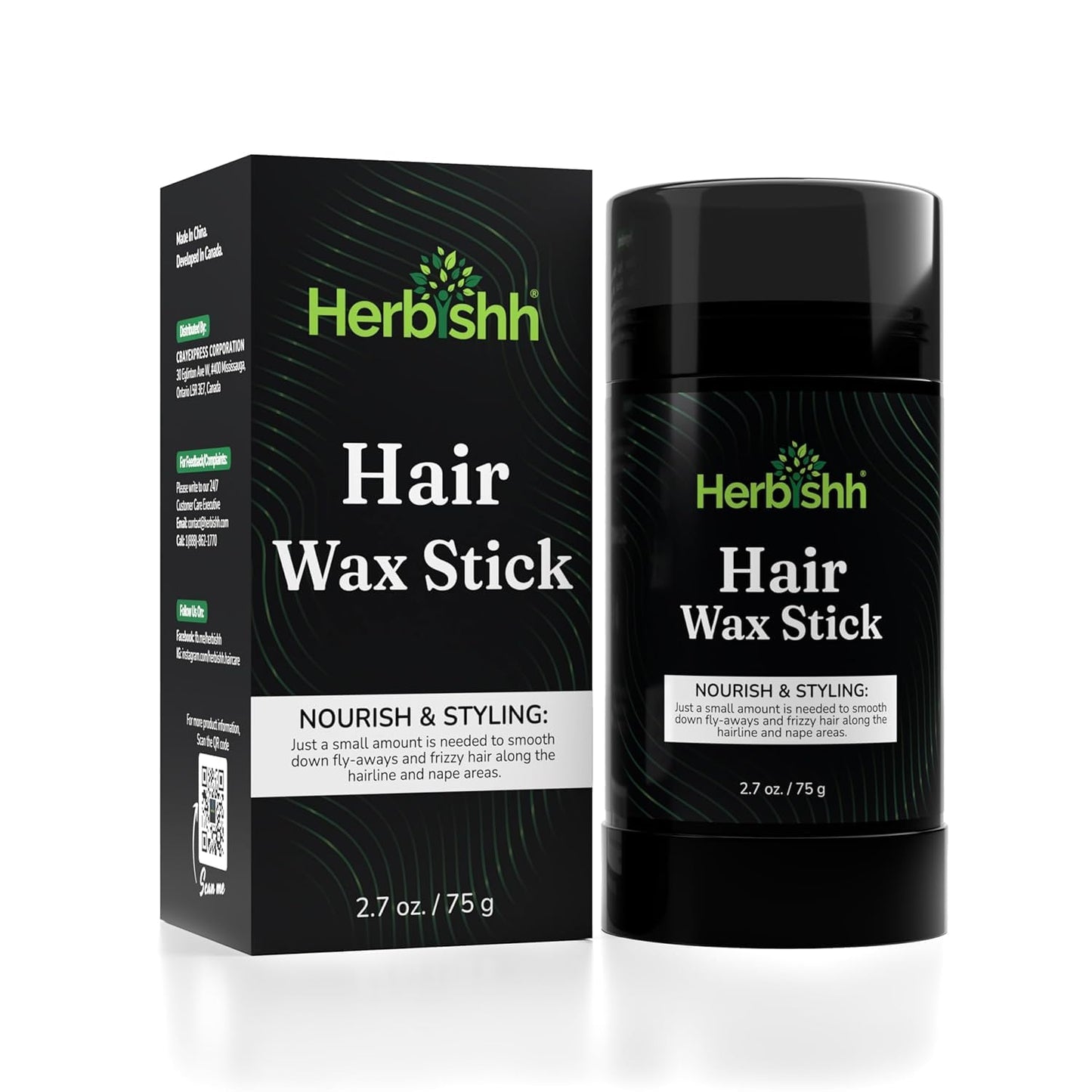 Herbishh Hair Wax Stick For Women & Men 2.7 OZ - Nourish & Styling Slick Wax Stick for Hair Smoothing, Flyaway, Controls Frizzy Hair, Perfect for Hairline and Nape Area, Wax Stick for Hair Fly Away