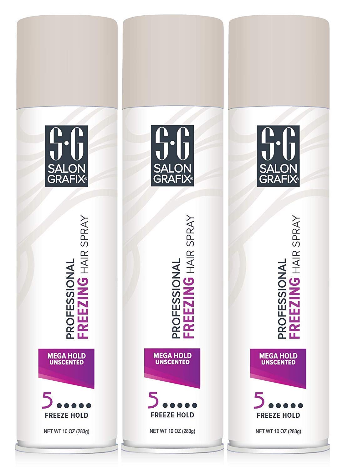 Salon Grafix Professional Freezing Hair Spray, Unscented, Mega Hold Styling Mist 10, 10-Ounce Spray Bottle (Pack of 3)