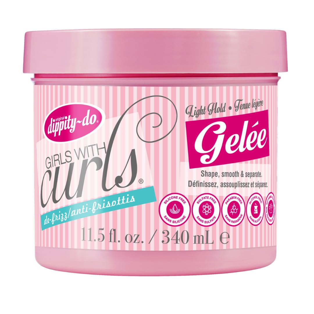 Dippity Do Girls with Curls Light Hold Gelee - Shape, Smoothe & Separate Your Curls - Formulated with Aloe, Vitamin E & Wheat Protein for Frizz-Free & Never Crunchy - 340 mL/11.5 fl oz