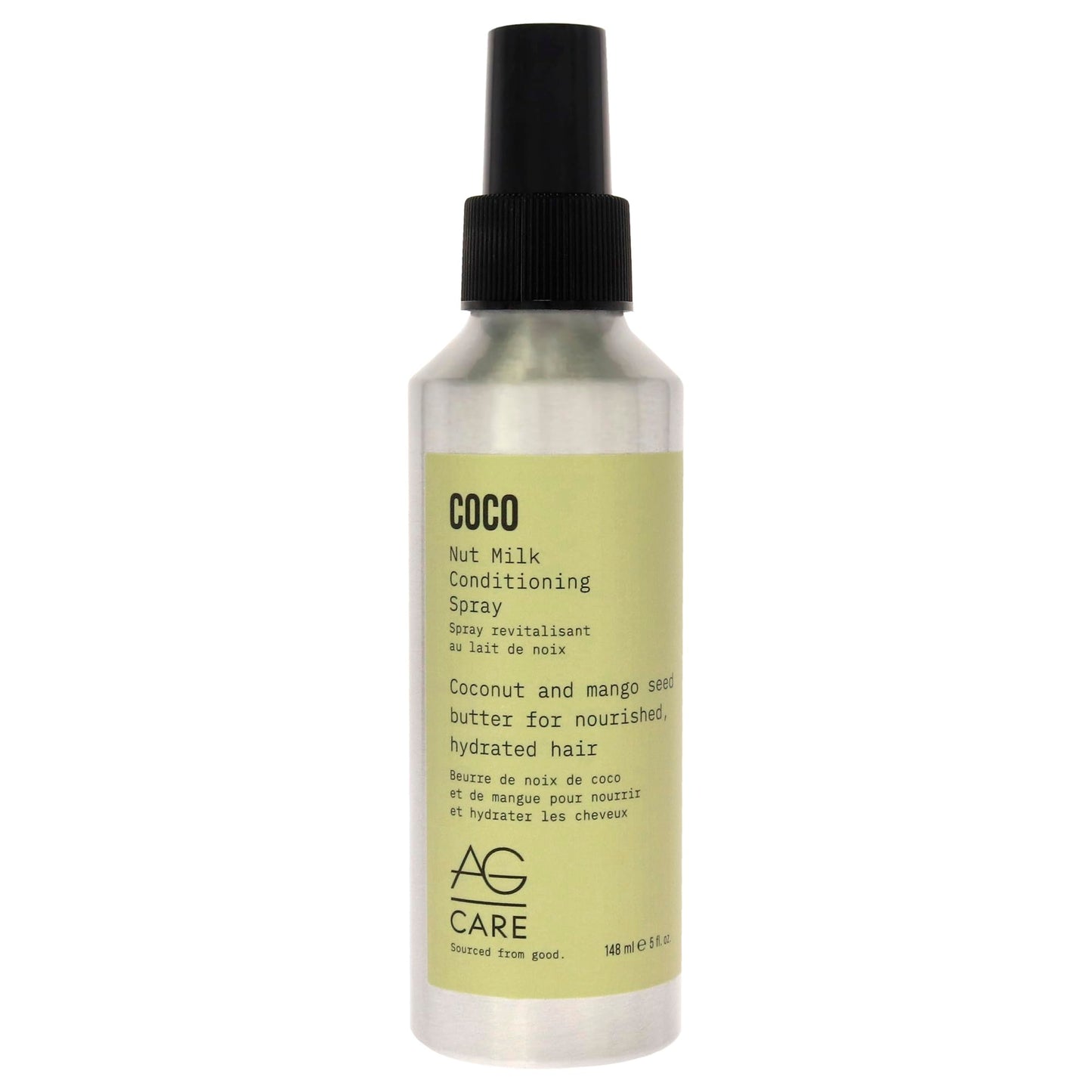 AG CARE COCO Nut Milk Conditioning Curl Spray with Coconut and Mango Seed Butter - Deep Conditioning Curly Hair Spray and Detangler for Soft, Manageable Hair, 5 Fl Oz Bottle