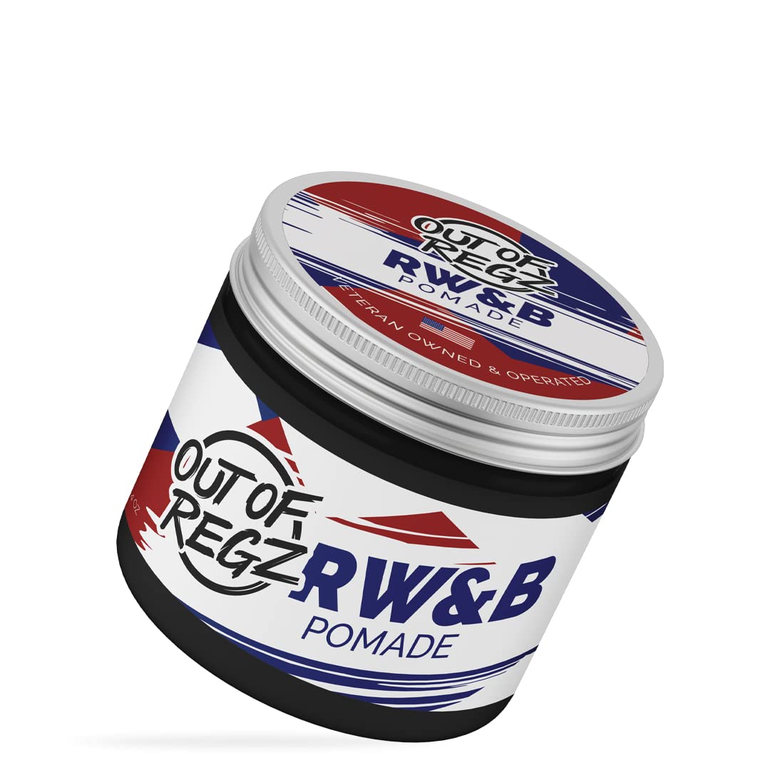 Out of Regz Hair Pomade for Men - Red, White & Blue - Strong Hold, Resistant to Humidity, Weather, Sweat, and Wind - Low Shine Hair Styling
