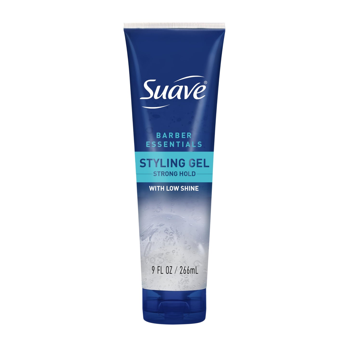 SUAVE Hair Gel For Men Barber Essentials Styling, Strong Hold and Low Shine, No Flakes, Barber-Quality Results, 9 oz