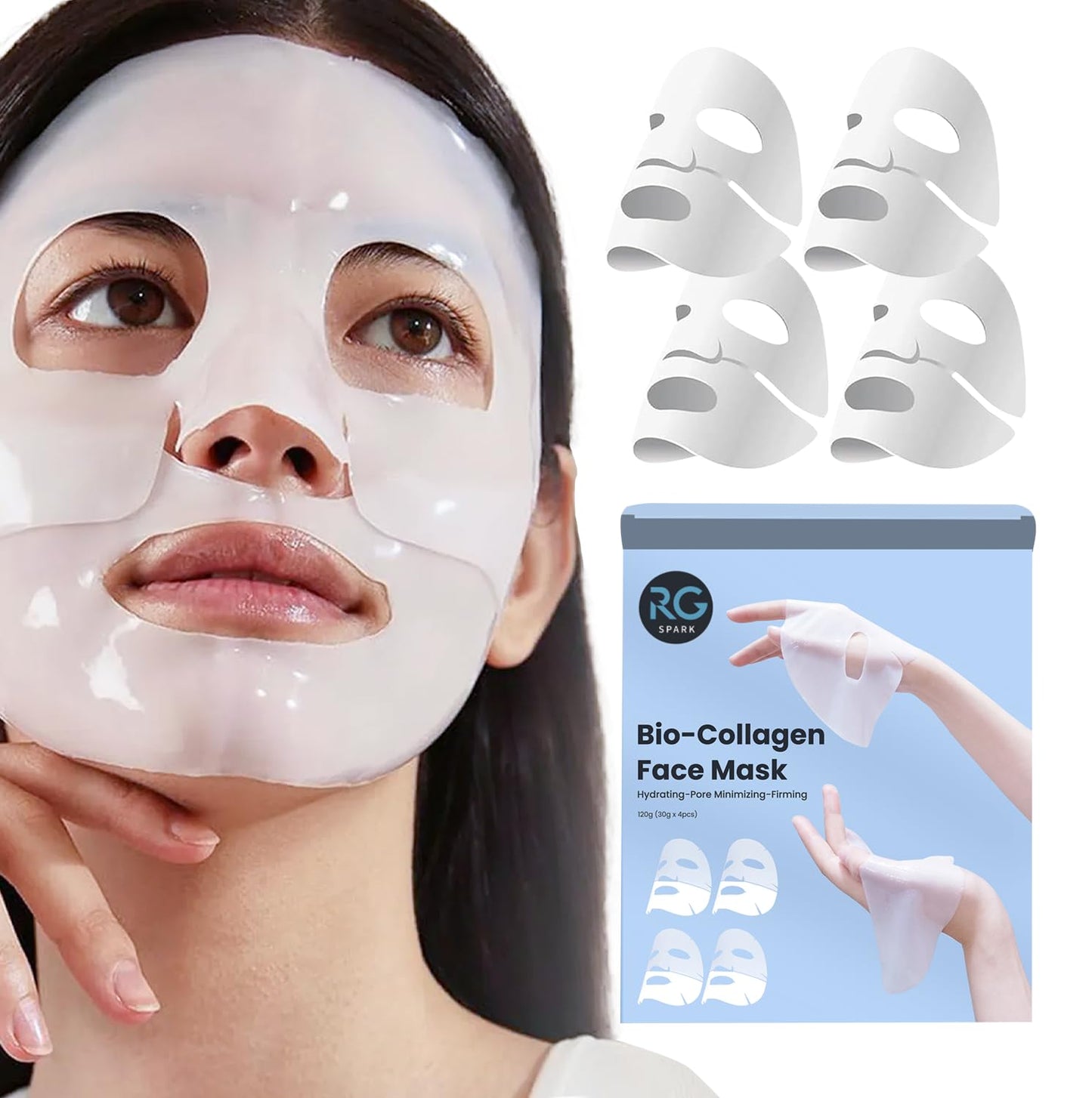 Collagen Face Mask Korean Technology Skin Care Hydrating Sheet Overnight Deep Bio Collagen Moisturizing Anti Wrinkle Lifting Gel Facial Mask 4 Pack
