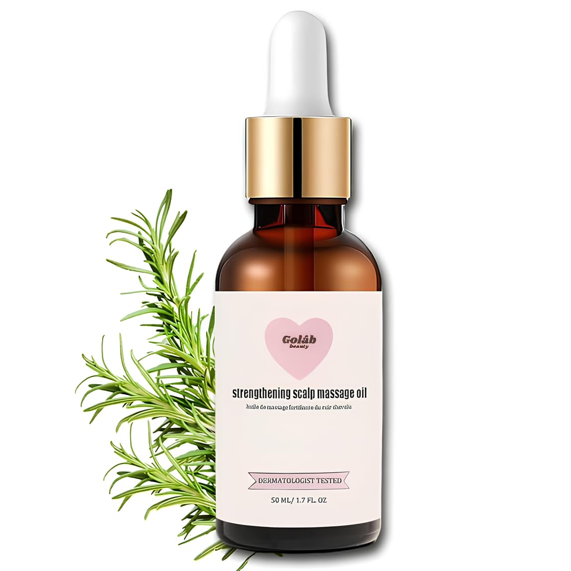 Golabs Beauty Hair Oil Rosemary Scalp Treatment, Organic, Vegan, Growth And Repair For Split Ends & Dry Scalp Treatment, Strengthening, Soothing, Moisturizing & Encouraging Longer Hair 1.7 Fl Oz