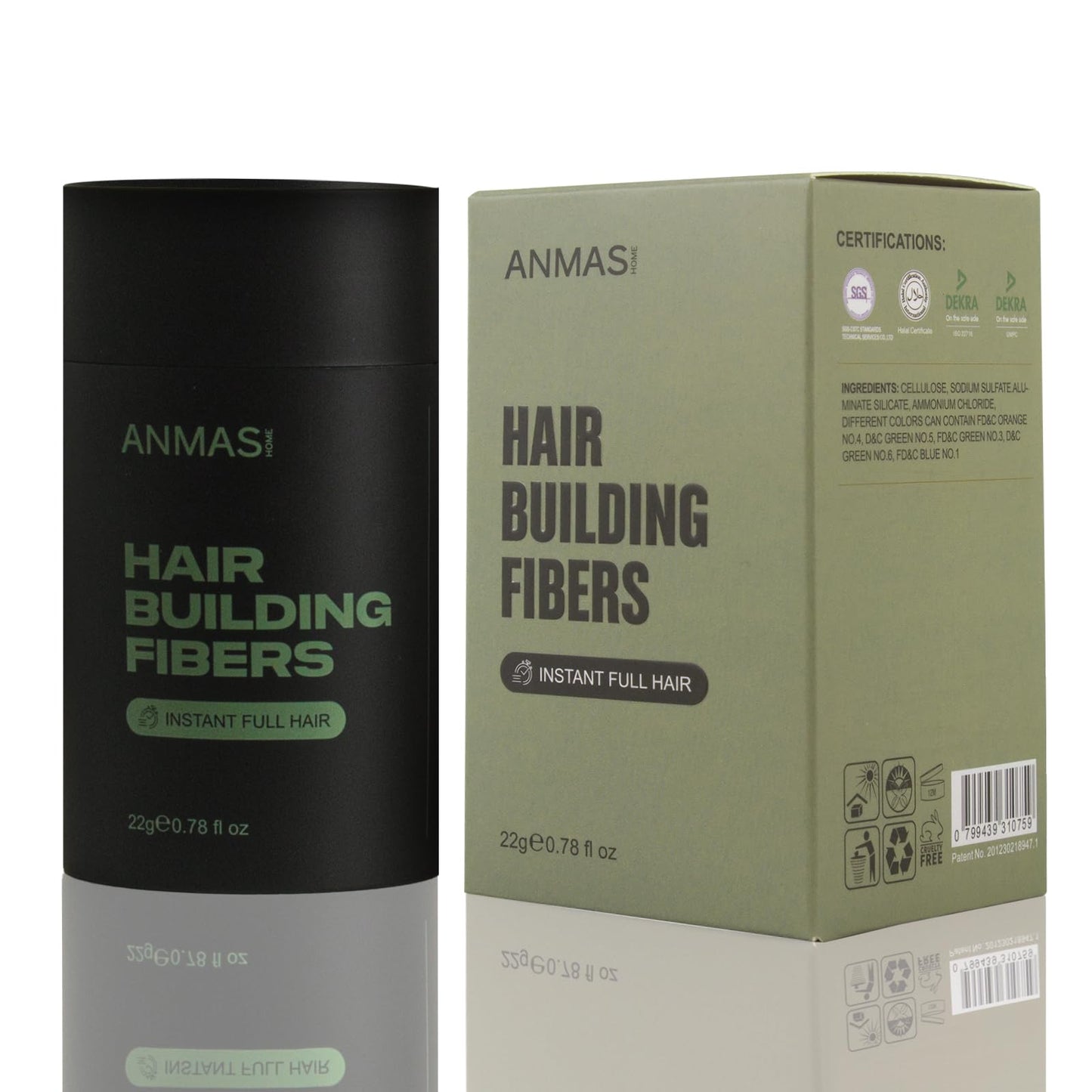 Black Hiar Building Fiber 22g, Hair Fibers for Thinning Hair, Fill In Fine or Thinning Hair Instantly Thicker Fuller Look, Hair Fibers Black for Men & Women