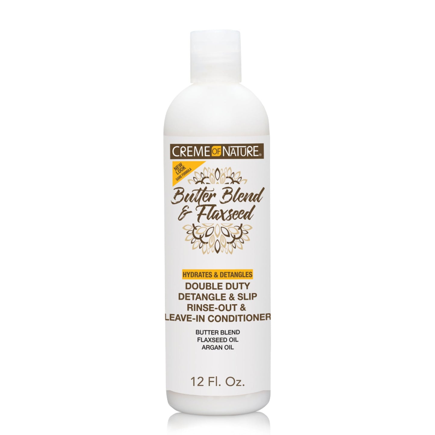 CREAM OF NATURE, Leave In Conditioner, Butter Blend, Argan Oil, Flaxseed Oil, Rinse-Out, Leave-In, 12 Oz