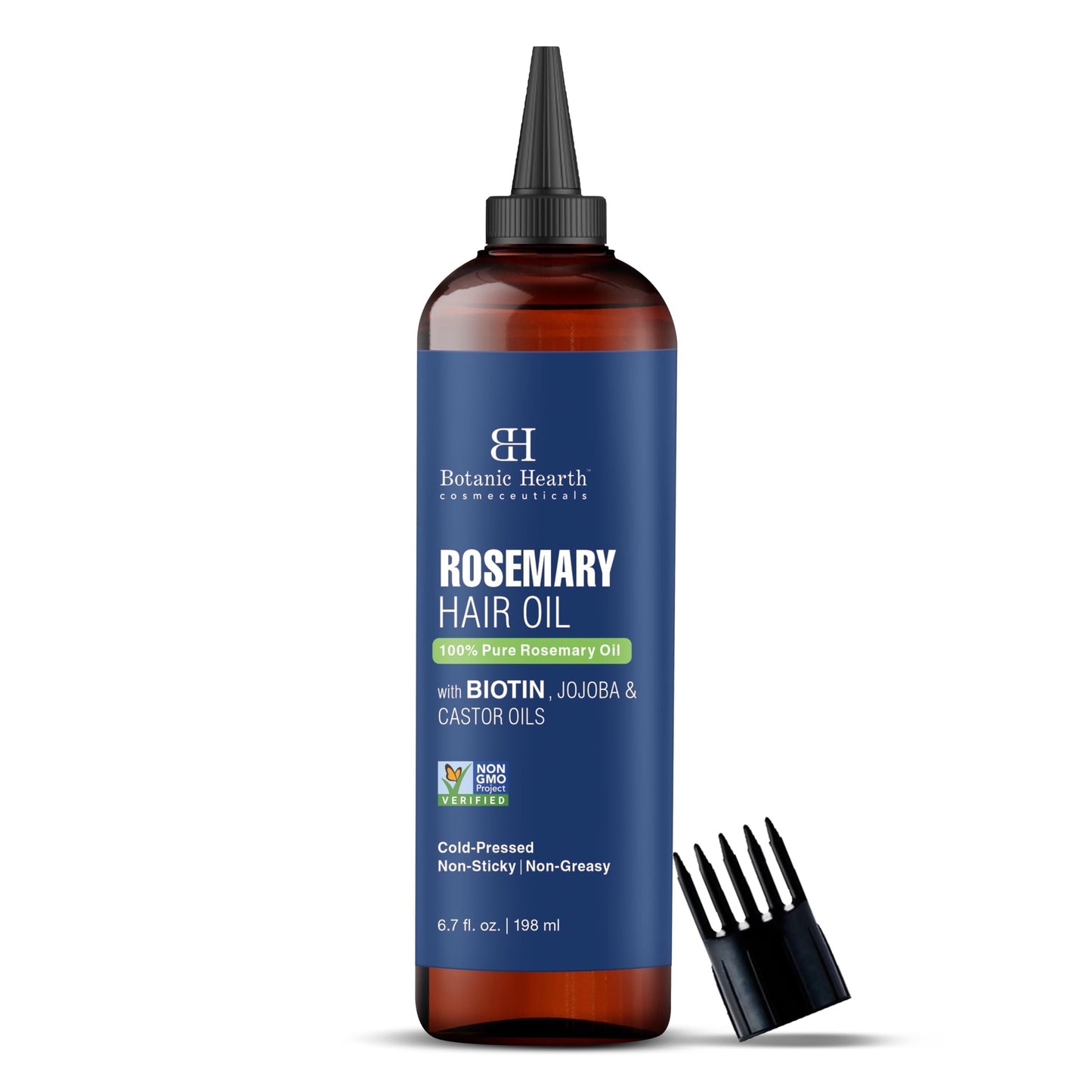 Botanic Hearth 100% Pure Rosemary Oil For Hair Growth (6.7 fl oz) Infused With Biotin, Jojoba & castor Oil | Nourishing & Volumizing | Non GMO Verified