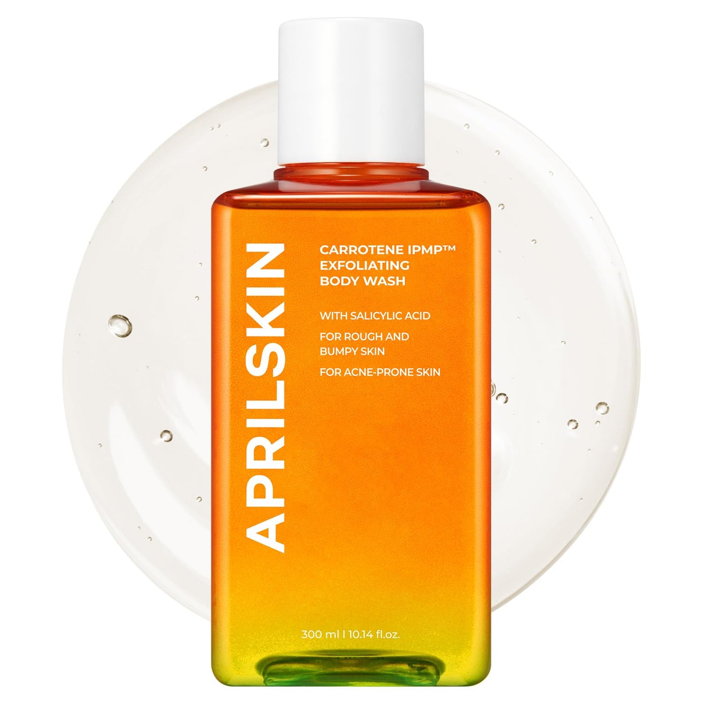 APRILSKIN Carrotene IPMPª Exfoliating Body Wash | Salicylic Acid Body Wash Improve Rough & Bumpy Skin, Body Acne, Keratosis Pilaris with Niacinamide & Ceramides | Vegan & Cruelty-free | 10.14 fl.oz