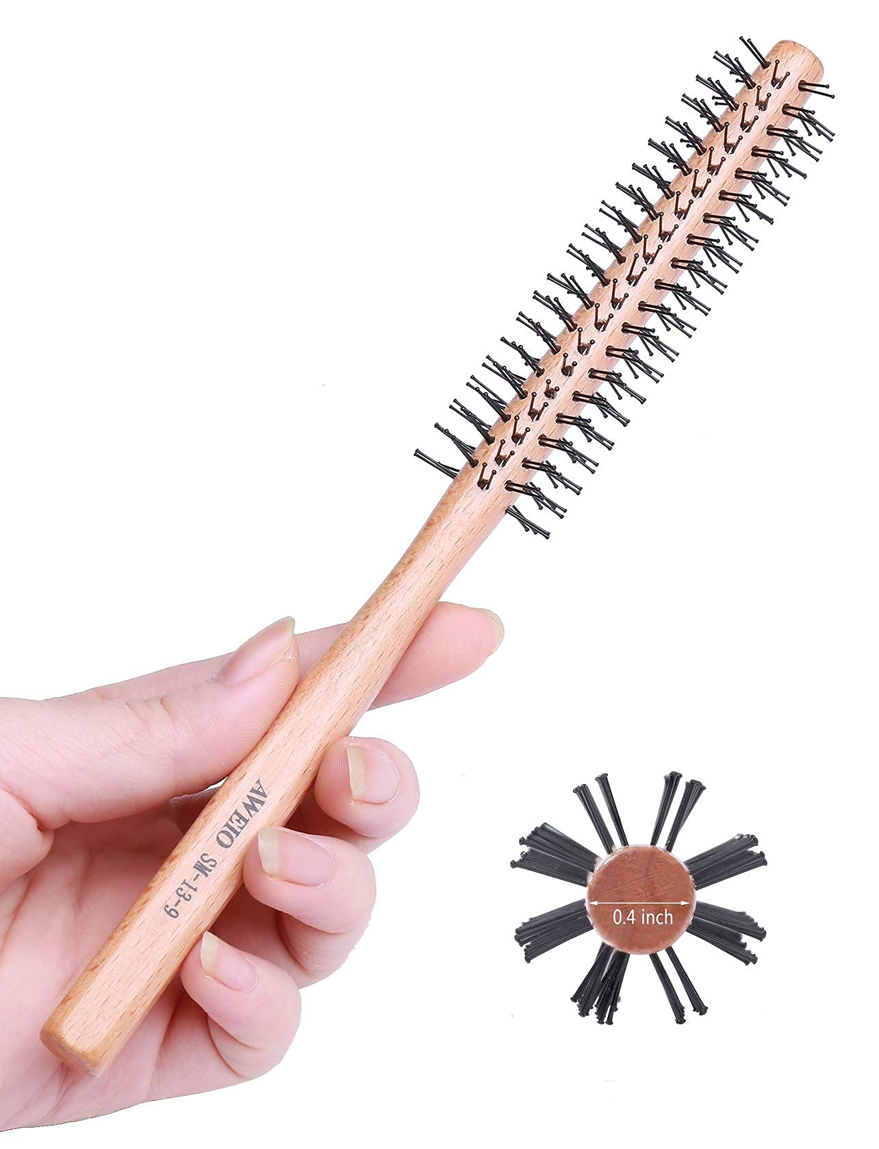 Small Round Brush for Short Hair, 1 Inch Mini Quiff Roller for Women and Men, Best for Thin Hair, Bangs, Beard, Styling, Lifting, Curling off white