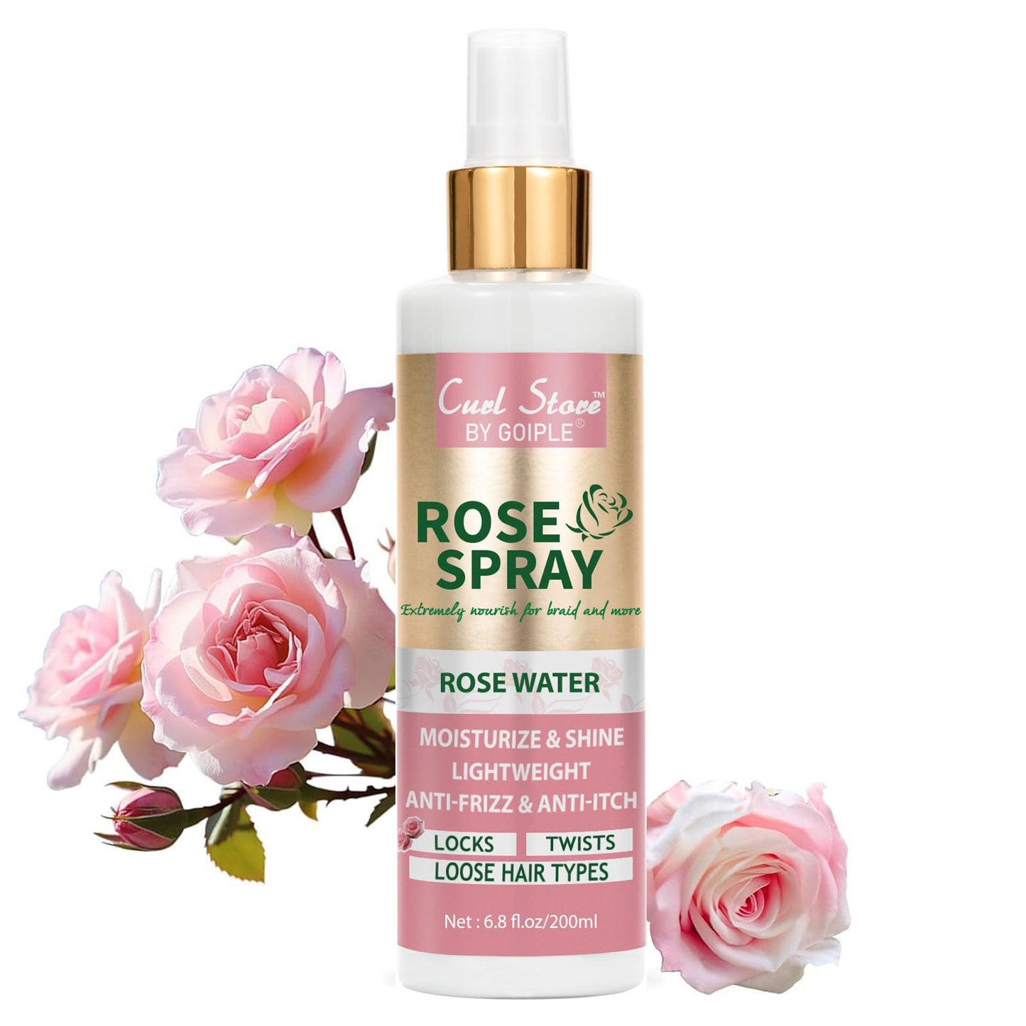 6.8Fl.oz Rose Water Hair Spray for Scalp Moisturizing, Natural Loc Gel for Retwist, Rosewater for Hair Refreshing