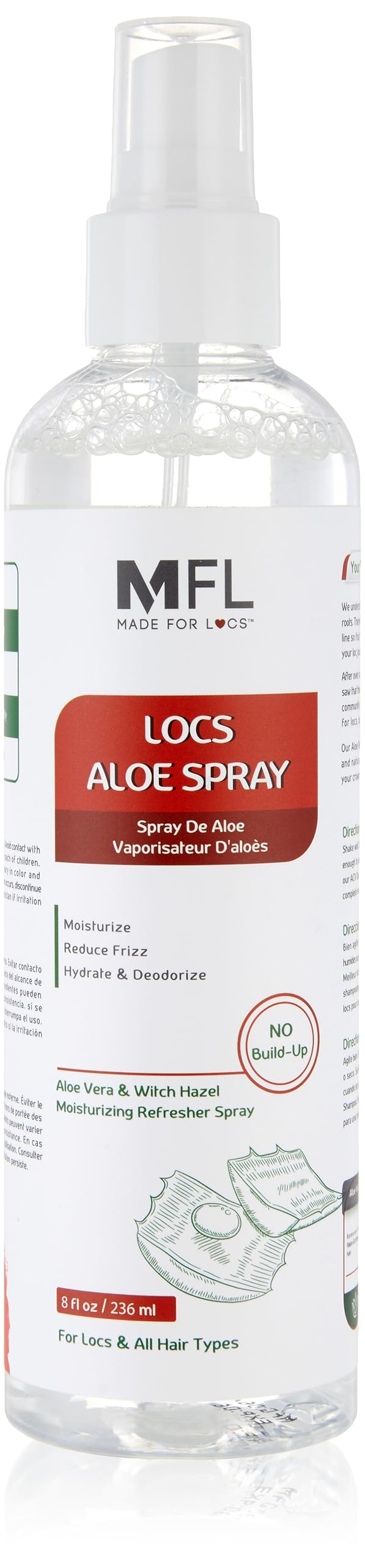 Made For Locs Vegan Aloe Refresher Spray | Hydrating Moisturizer for Locs & Dreadlocks, Natural Hair Care | Nourishing Locs Spray with Aloe Vera, 8 oz