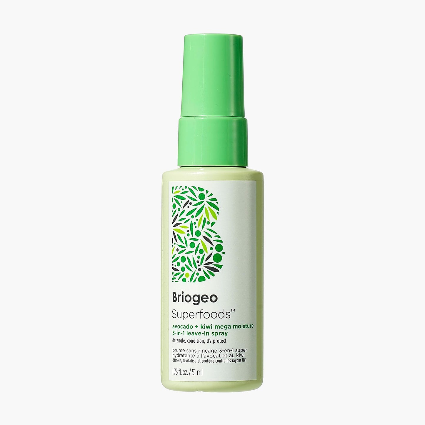 Briogeo Superfoods Avocado + Kiwi Mega Moisture 3-in-1 Leave-In Spray, 3-in-1 Hair Moisturizer for Dry Damaged Hair, Hair Detangler Plus Leave In Conditioner, Vegan, Cruelty-Free