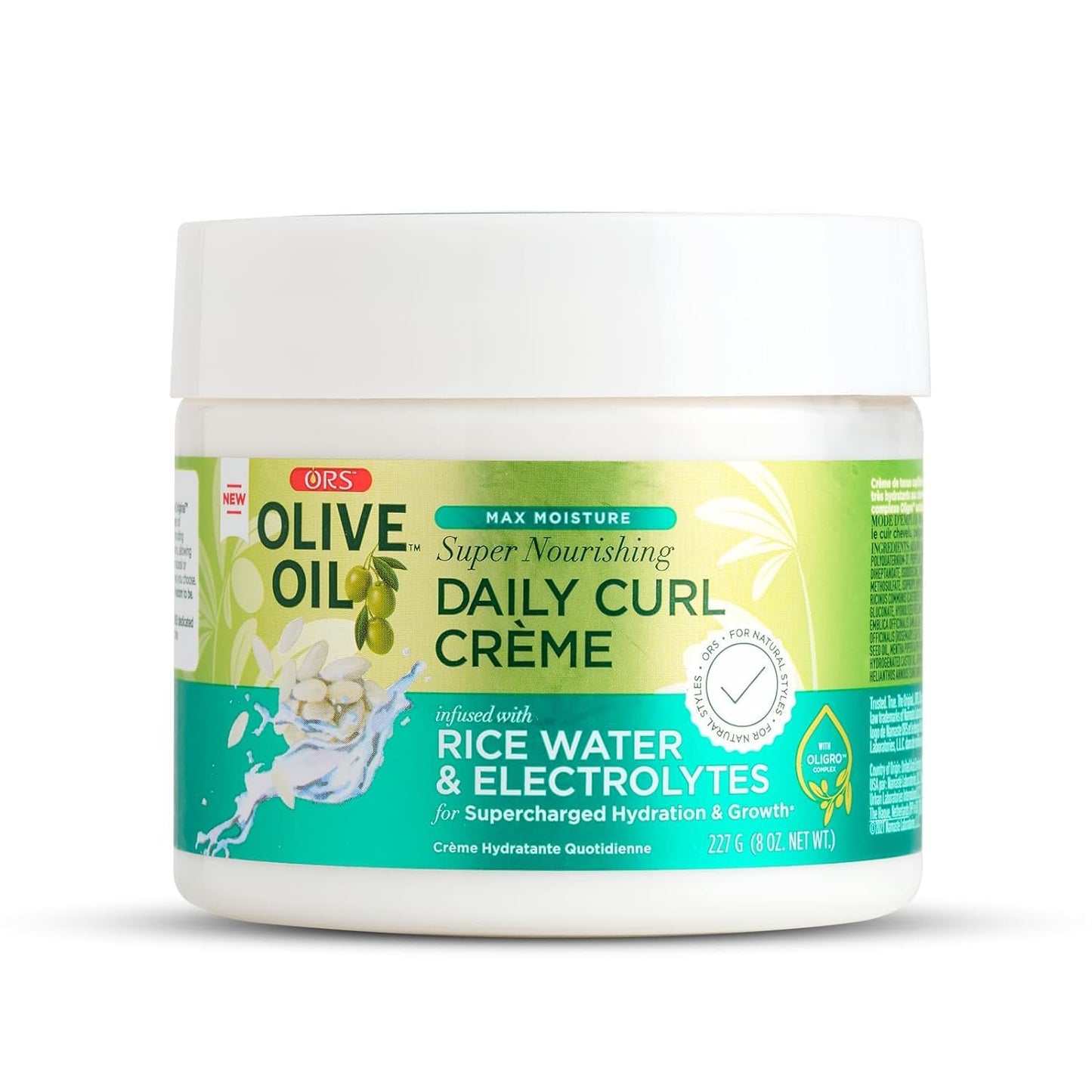 ORS Olive Oil Max Moisture Super Nourishing Daily Curl Cr�me infused with Rice Water & Electrolytes for Supercharged Hydration & Growth (8.0 oz)