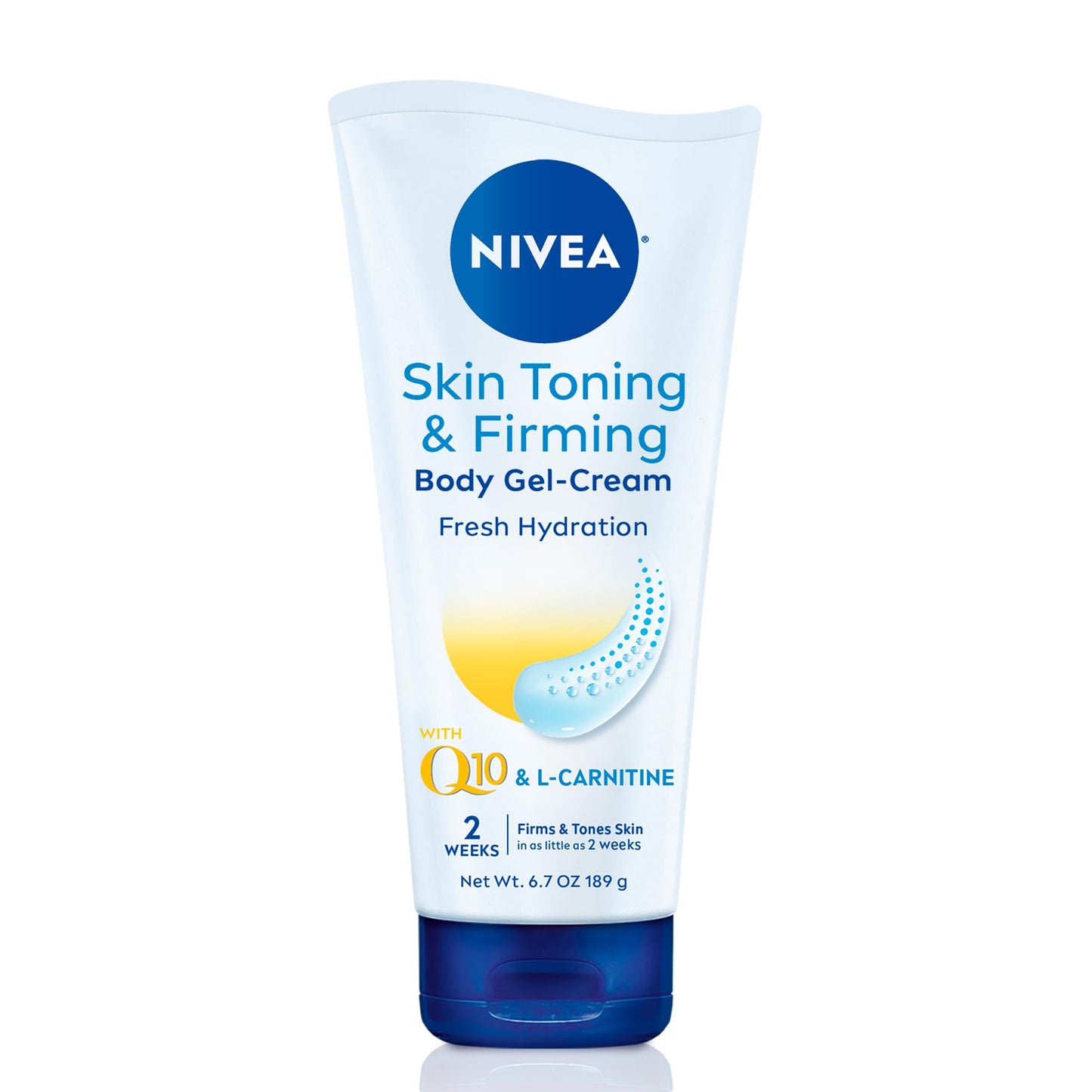 NIVEA Skin Firming & Toning Body Gel Cream with Q10, Hyaluronic Acid and Vitamin C, Clinically Tested Skin Firming & Toning Cream, 72-Hour Moisture, 6.7 Oz Tube