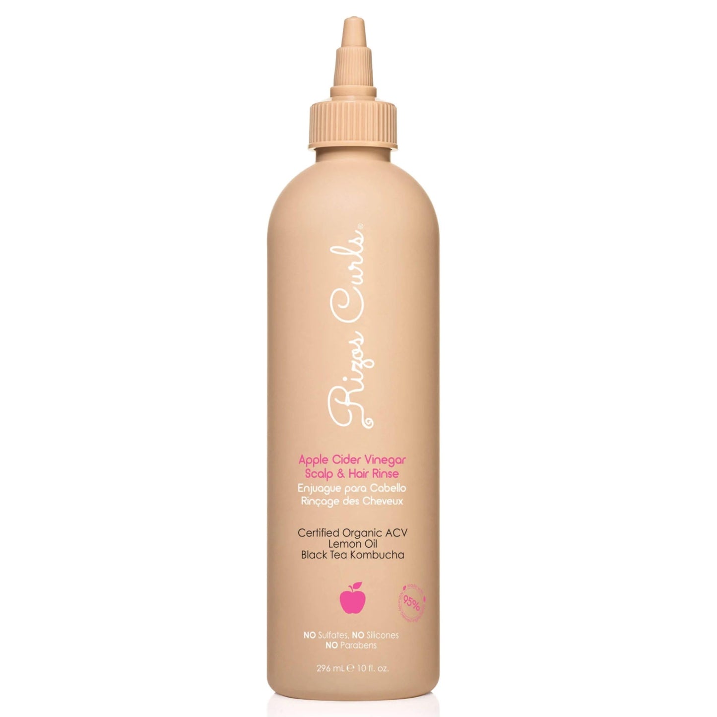 Rizos Curls Apple Cider Vinegar Scalp & Hair Rinse, Clarifies to Remove Product Buildup, Balance Oils, Revive Hair & Scalp, Enhances Softness & Shine, 10 oz