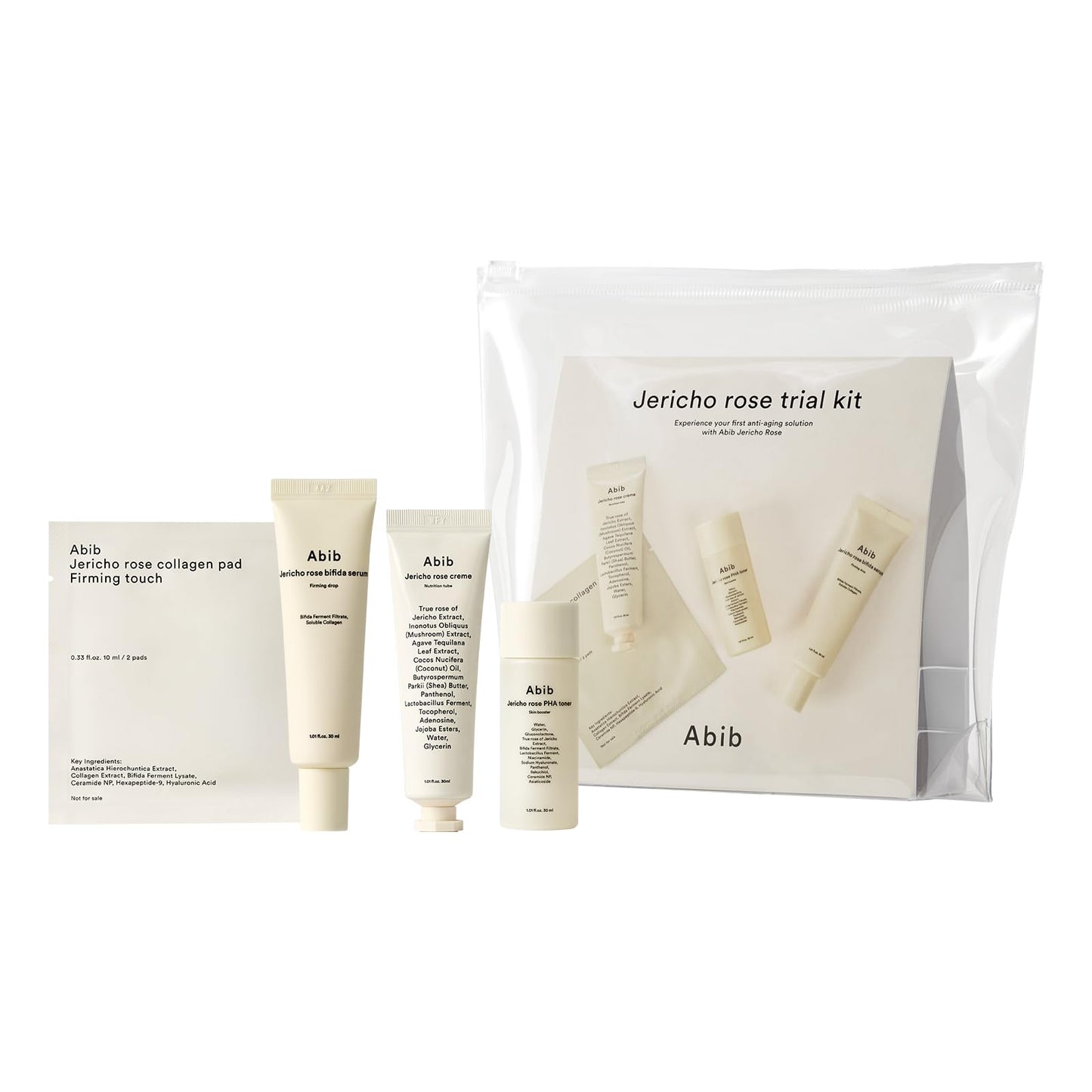 ABIB Jericho Trial Kit, Travel Kit | Korean Skincare, Toner Pads, Cream, Serum, Travel Essentials, Gift Set, Beige