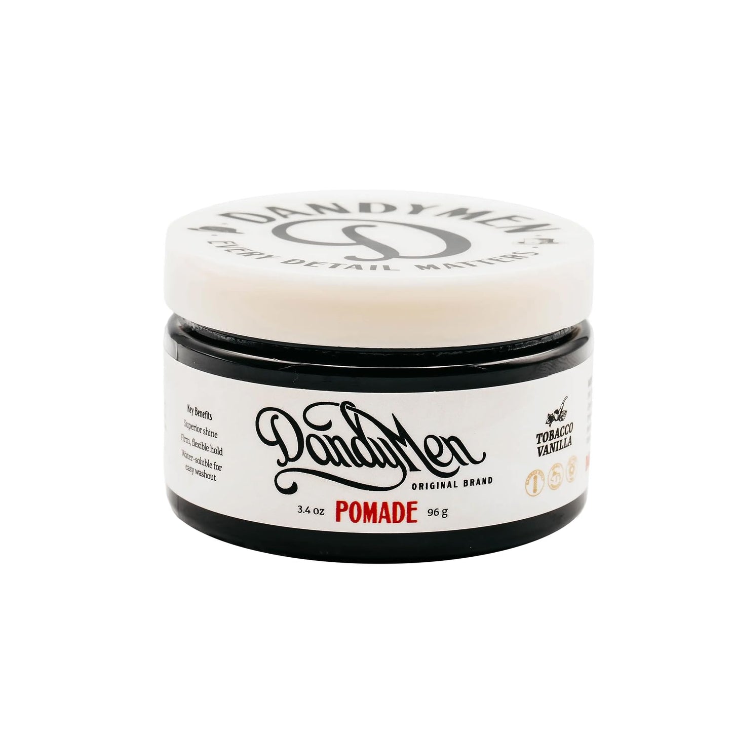 Pomade Strong Hold, High Shine, and Hydrating Formula with Pro-Vitamin B5 Tobacco Vanilla Scent 4 oz