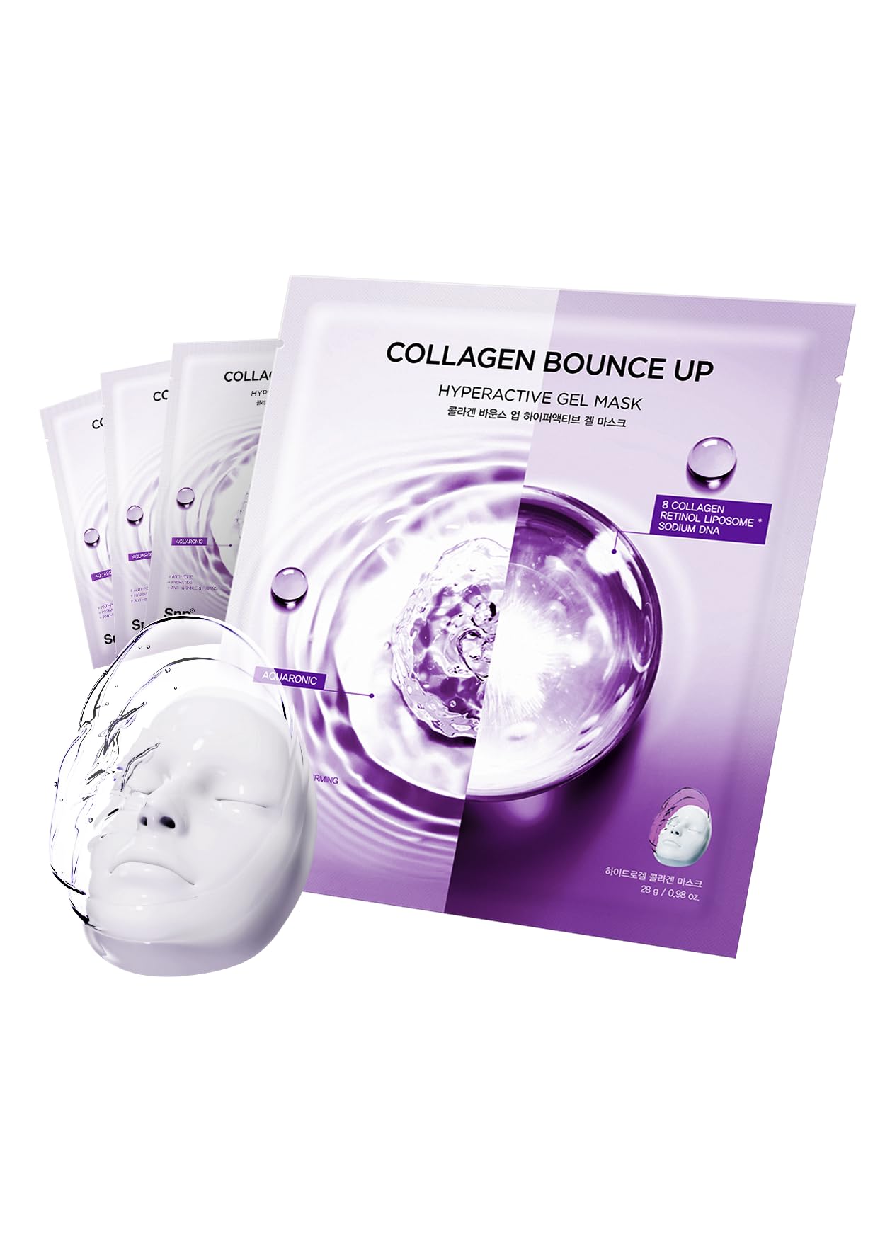 10,000ppm Deep Collagen + PDRN + Retinol Hydrogel Mask | 8 Layer 125Da Collagen Face Mask | Overnight Facial Mask | Patent Skin Hydration | Hydrating Facial Mask | Face Mask Skin Care | 4 Sheets
