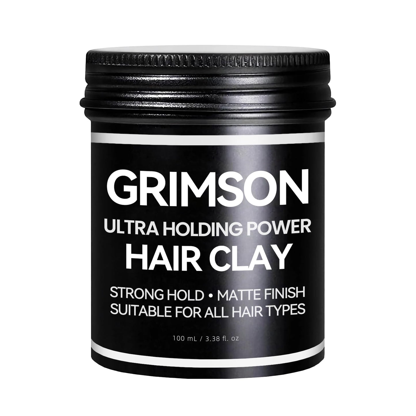 GRIMSON Hair Clay for Men - Strong Hold, Matte Finish, Ideal for All Hair Types & Styles, Easy to Wash Out, Improves Texture & Thickness, Easy to Apply (100g / 3.5oz)