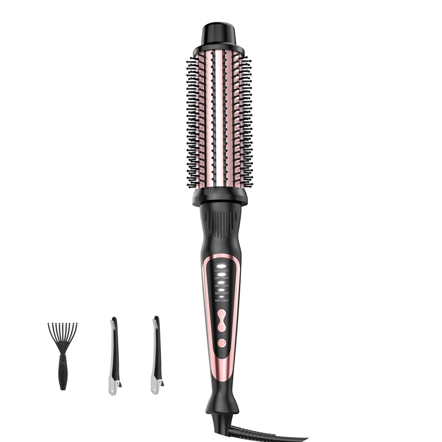 Thermal Brush, Heated Round Brush & Curling Iron with Ceramic Ionic Technology, Hair Tools for Volumizing & Styling, Travel-Friendly Hot Comb with Adjustable Temperature(Rose Gold 1.5 inch)