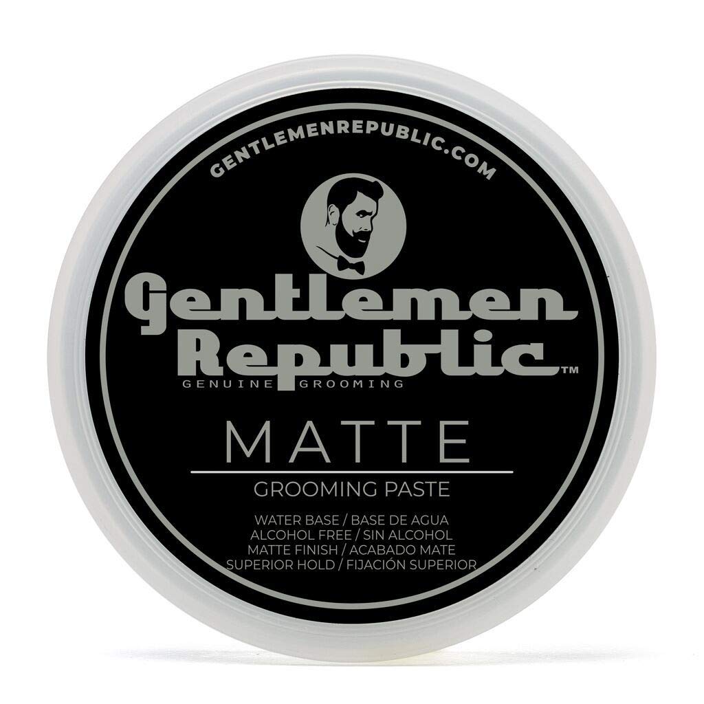 Gentlemen Republic 4oz Matte Paste for Men - Water-Based Men's Hair Paste with Strong Hold & Matte Finish - Alcohol-Free Hair Styling for Natural Texture Made in the USA