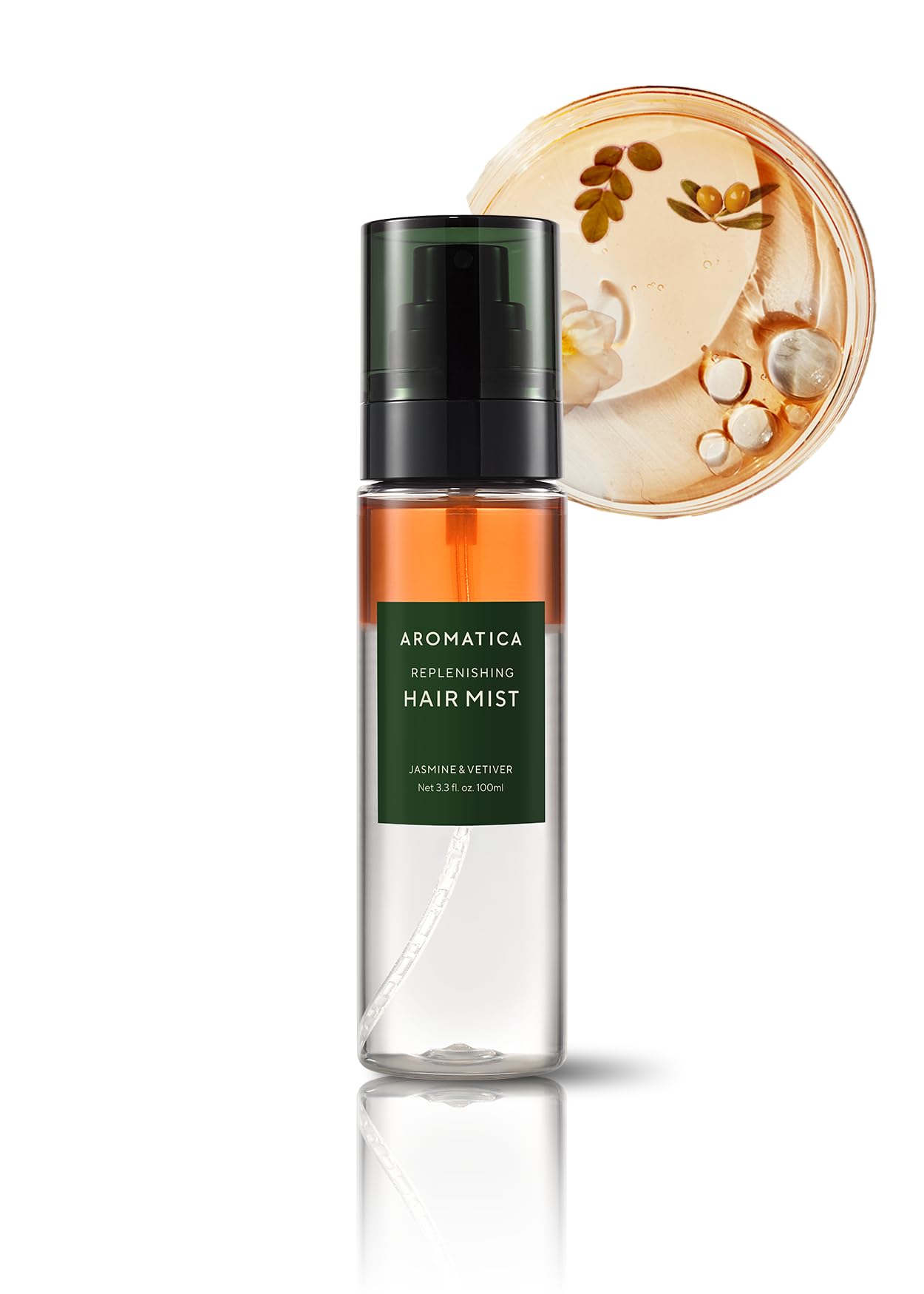 AROMATICA REPLENISHING HAIR MIST JASMINE & VETIVER - Leave In Conditioner Spray & Blow out Hair Perfume Oil for Women - Silicone-Free, Detangling, Smoothing & Moisturizing (3.3fl oz)