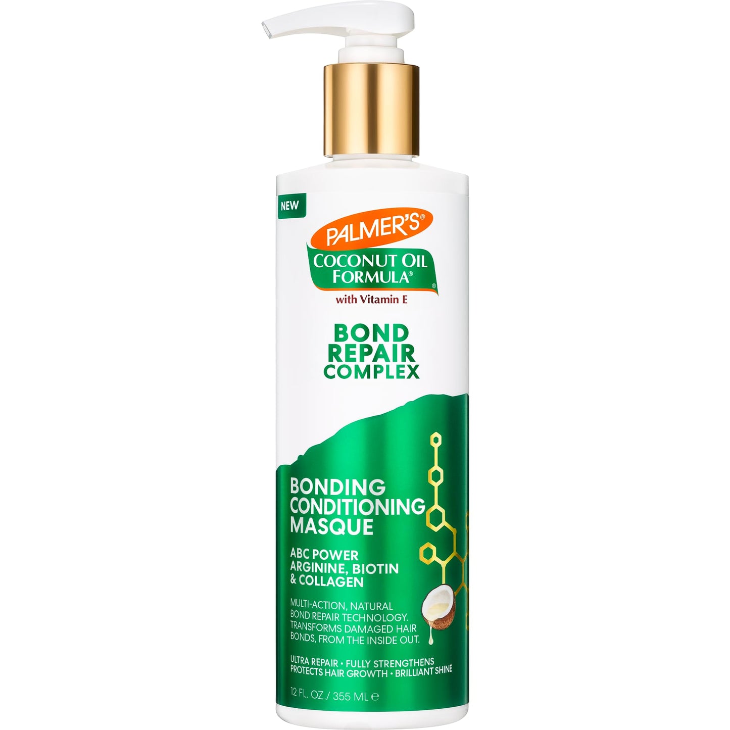 Palmer's Amino Bonding Complex Hair Mask, Intense Conditioning Masque Pack with Coconut Oil & Vitamin E, Heat Protectant, Anti Frizz, Adds Shine, Protects Hair Growth, All Hair Types, 12 fl. oz bottle