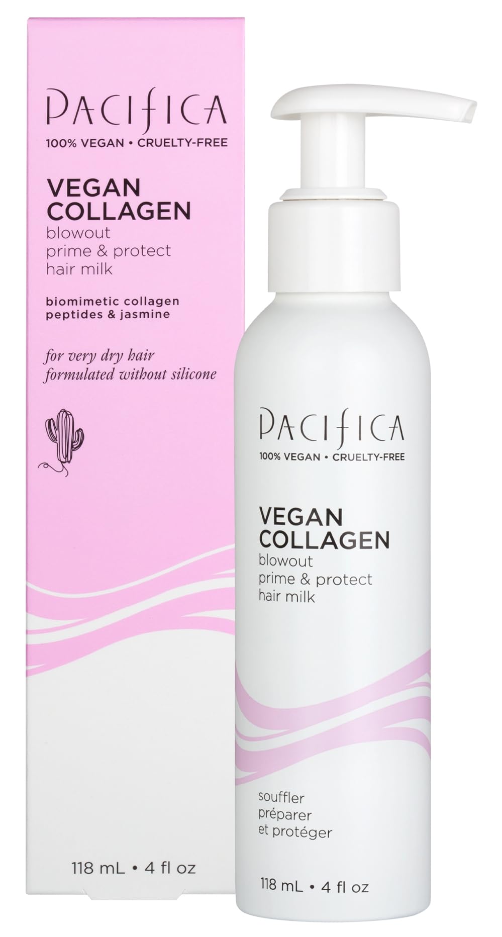 PACIFICA Heat Protection Spray for Hair - Vegan Collagen Blowout Prime & Thermal Protection Hair Milk - Blow Dry Spray - for Curly, Wavy & Straight Hair - Vegan & Cruelty-Free DERMAtologist Tested