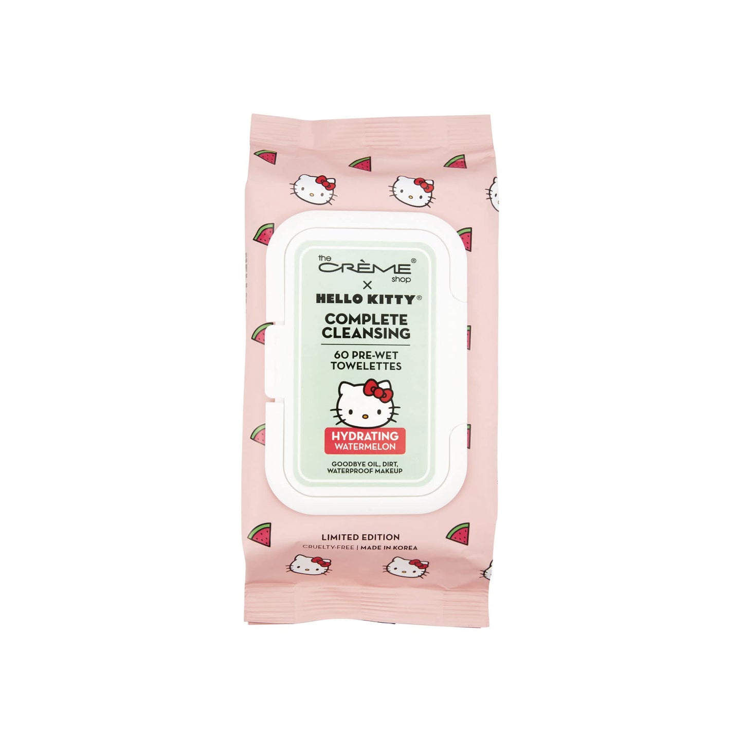 THE CREME SHOP Hello Kitty Complete Cleansing Wipes, Hydrating Watermelon Facial Cleanser Wipes, Korean Face Wipes