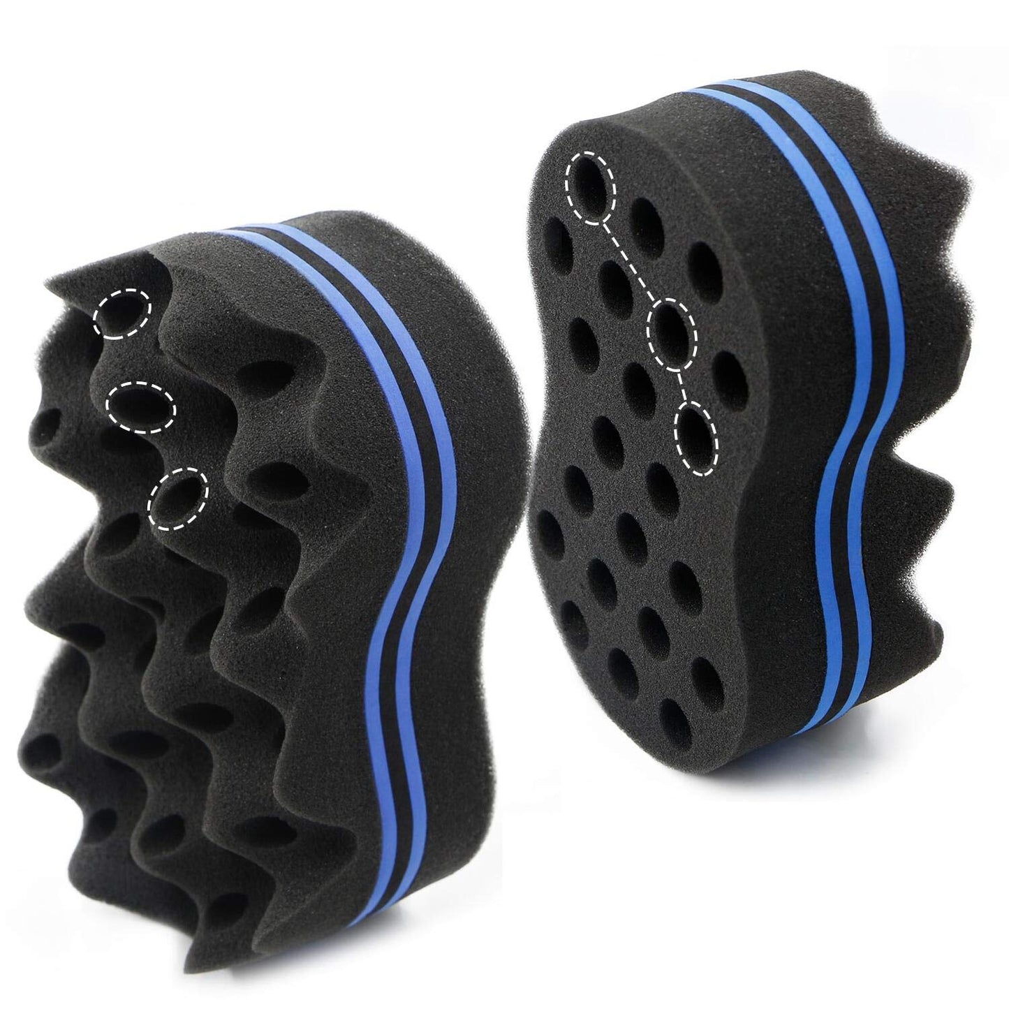 RioRand Hair Sponge Magic Barber Twist Curl Brush Sponge Dreads Locking Afro Coil Comb(Black 2 Count (Pack of 1))