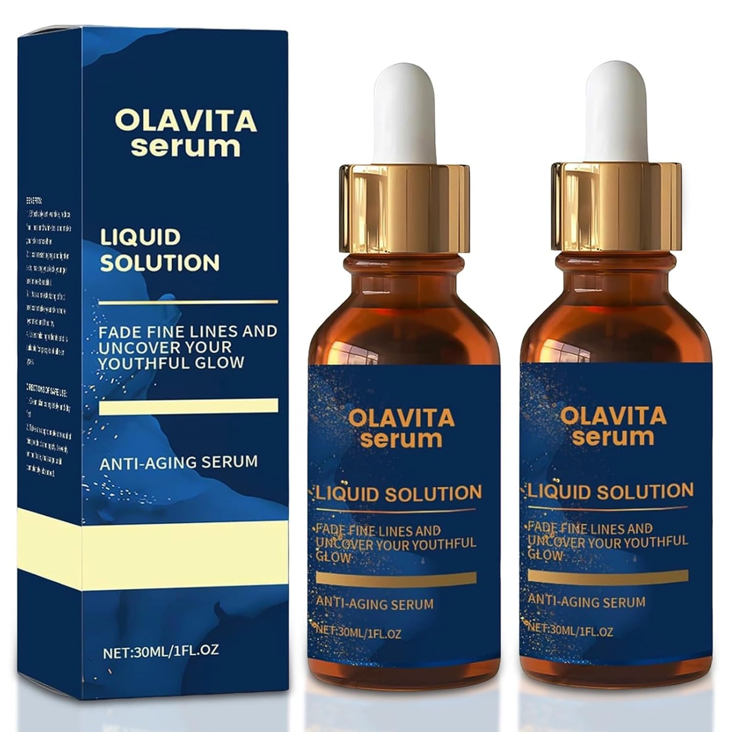 Olavita Serum Facial Serum, Liquid Solution Anti Aging Serum, Vitamin C & E Serum, Promotes Skin Collagen Production, smoothes wrinkles and fine lines (2PCS)