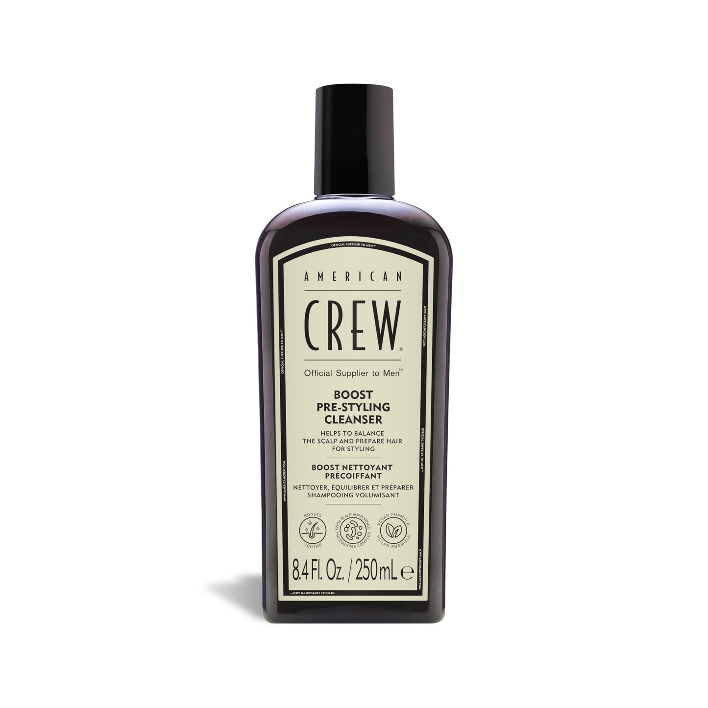AMERICAN CREW Men's Pre Styler Boost Shampoo for Fine & Thin Hair, Instantly Volumizing Formula, Adds Volume, Lift, & Shine, Vegan, 8.4 fl oz