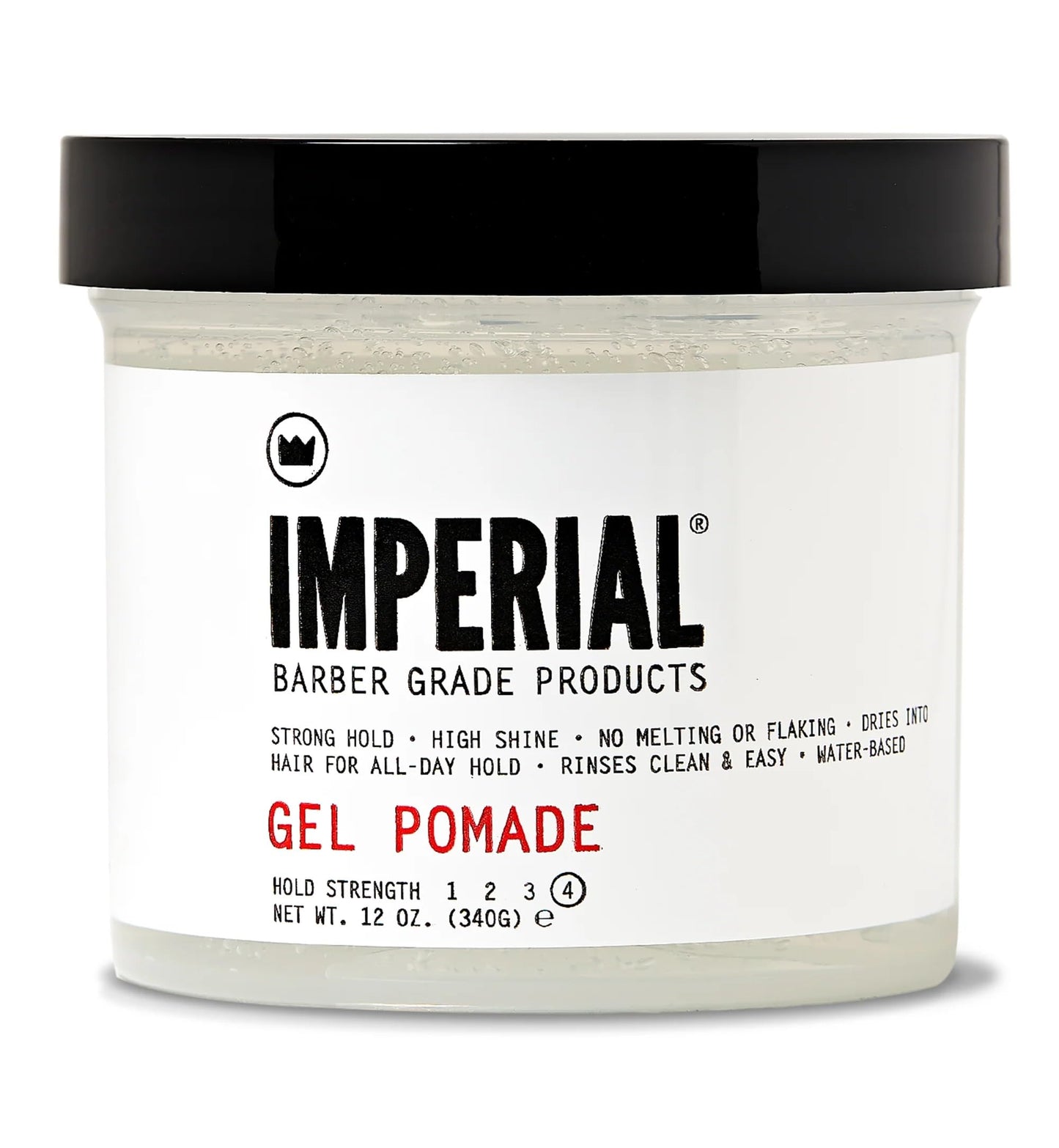 Imperial Barber Grade Gel Pomade - All Day Strong Hold, No Flaking, Water Based, Reactivatable - Natural Men's Hair Styling Product 12oz