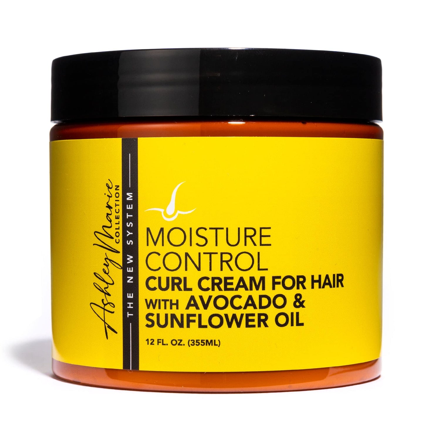 The Hair Diagram - Ashley Marie Moisture Control Curl Cream with Avocado & Sunflower Oil - Natural Ingredients - Anti Frizz Curly Hair Styling Cream - Color Safe - Paraben & Sulfate Free - 12oz