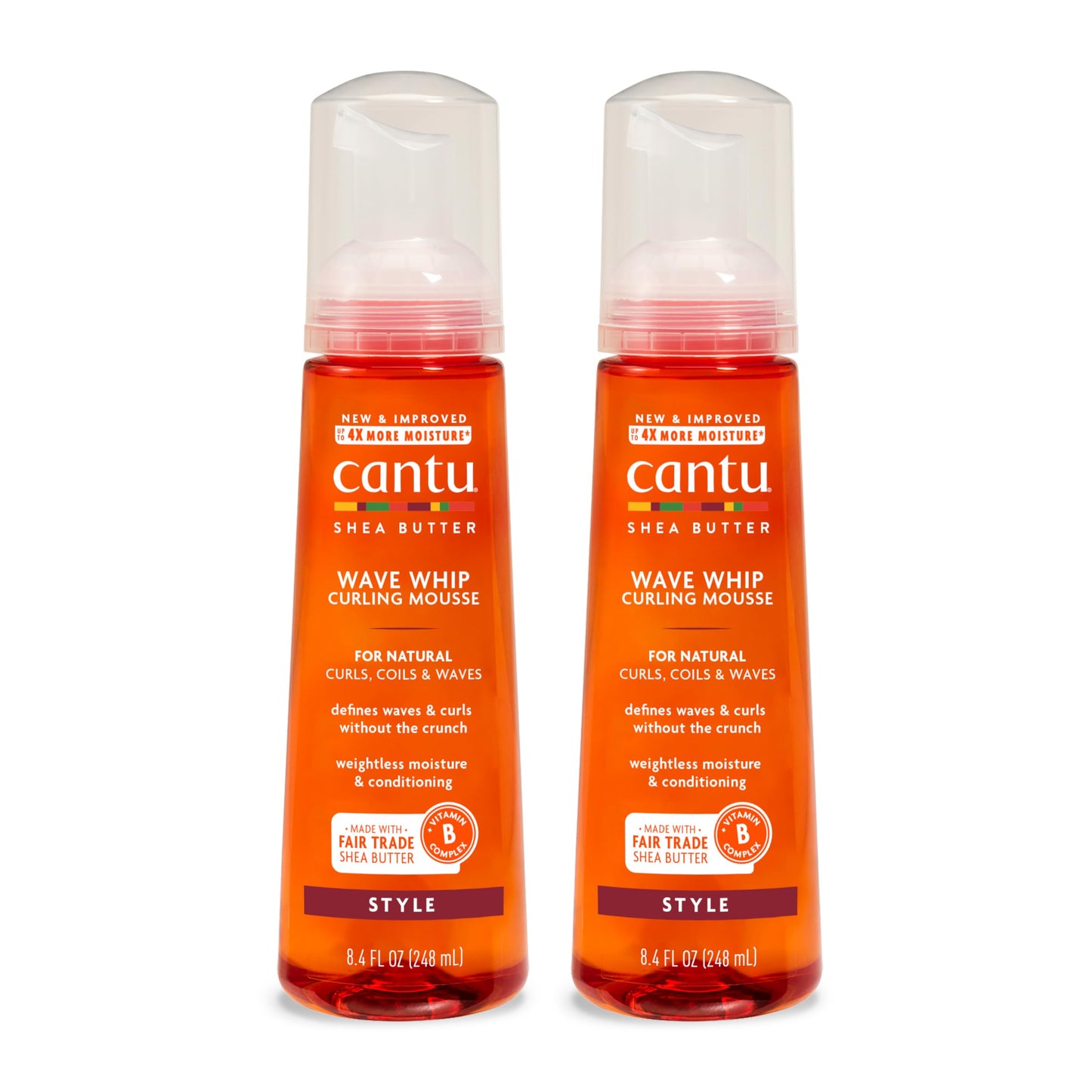 CANTU Wave Whip Curling Mousse for Natural Hair with Pure Shea Butter, 8.4 fl oz (Pack of 2)