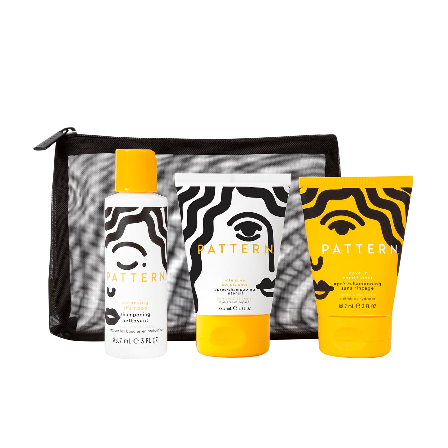 PATTERN Beauty by Tracee Ellis Ross Texture Travel Kit for Curly & Coily Hair, 3a-4c, Includes 3 oz Leave-In Conditioner, Intensive Conditioner, Cleansing Shampoo