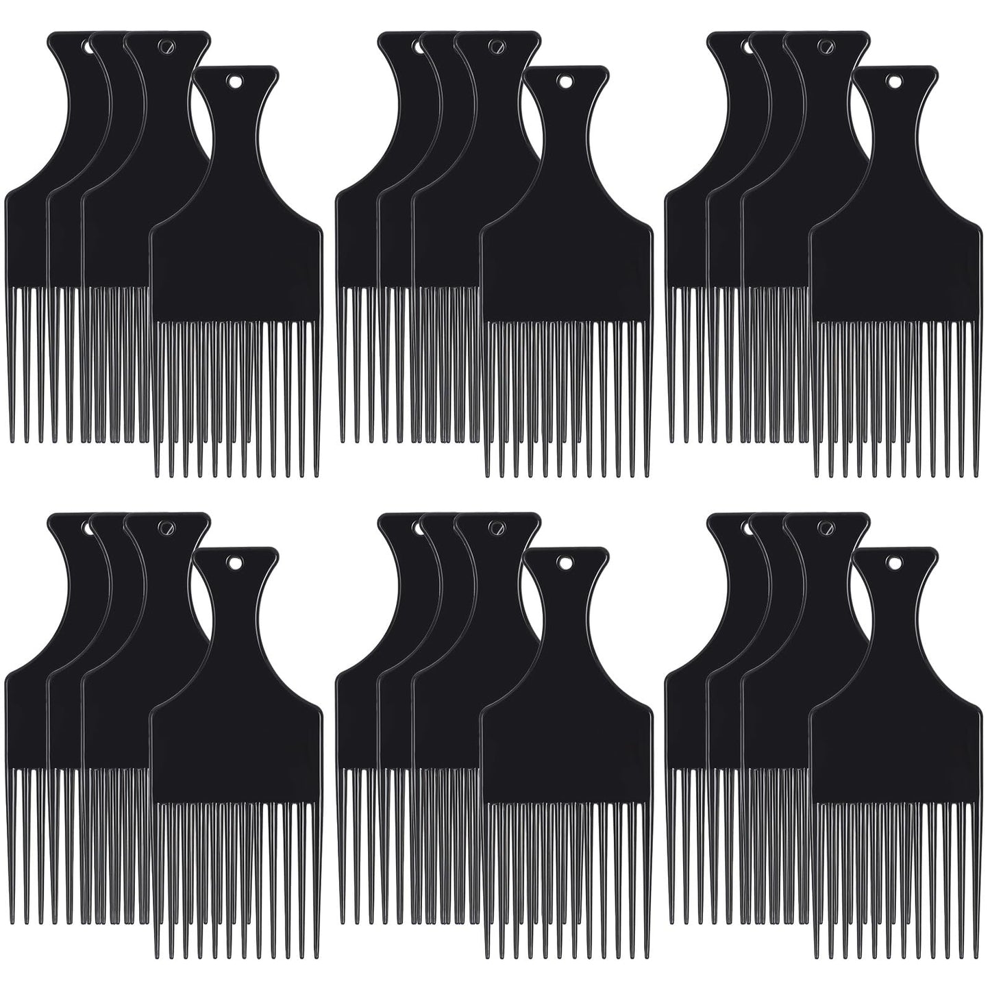 Nuogo 24 Pcs Hair Pick for Curly Hair Afro Pick for Women and Men Afro Comb Detangling Styling Plastic Comb Hairdressing Tool for Man Thick Long Adding Volume Wig Beard Gift(Black)