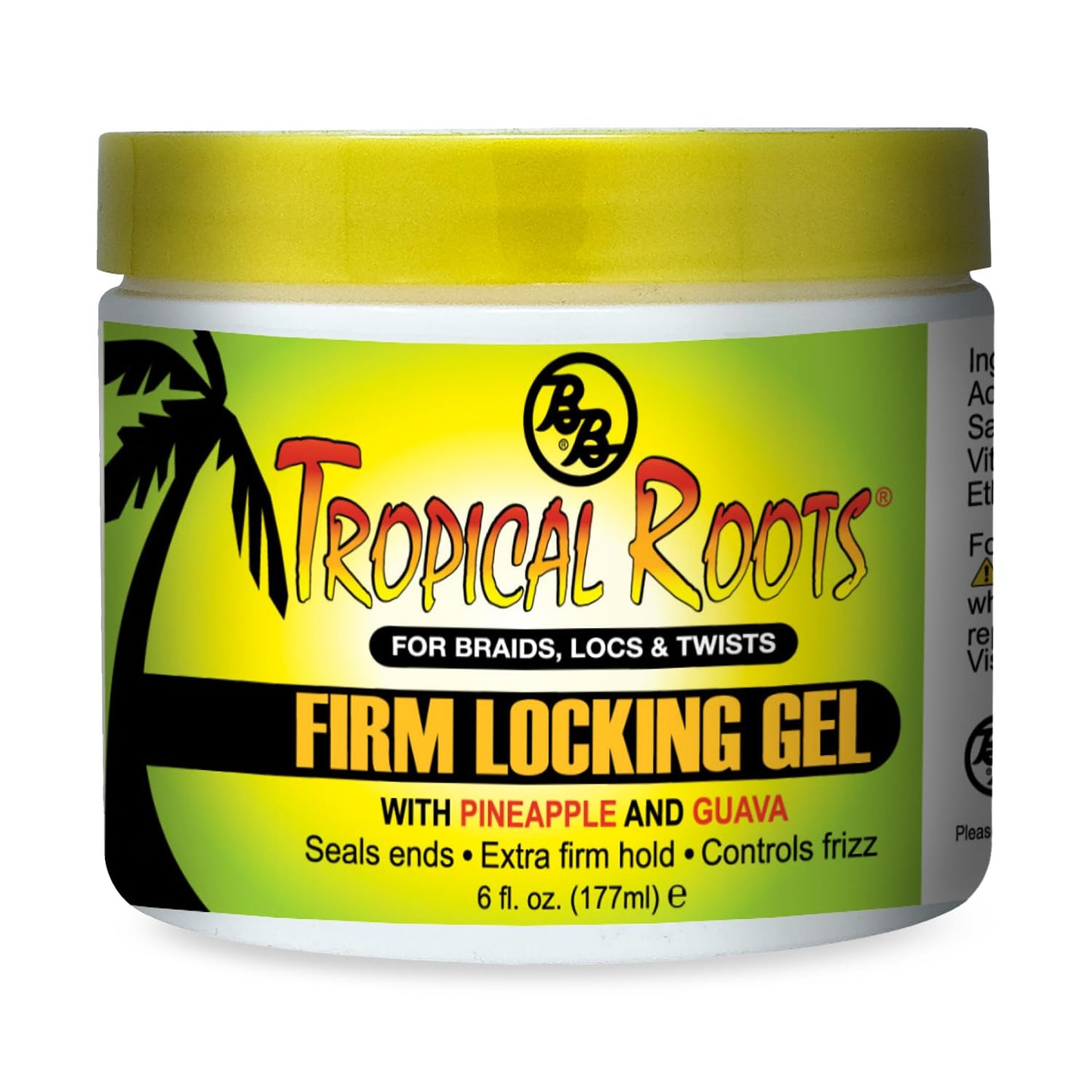 Bronner Bros Tropical Roots Firm Locking Gel - Loc & Twist Gel Ideal for Braids, Twists & Locs with Pineapple & Guava Extracts, Vitamins B5 & B12 - Strong Hold, Non-Flaking, Moisture & Shine - 6oz