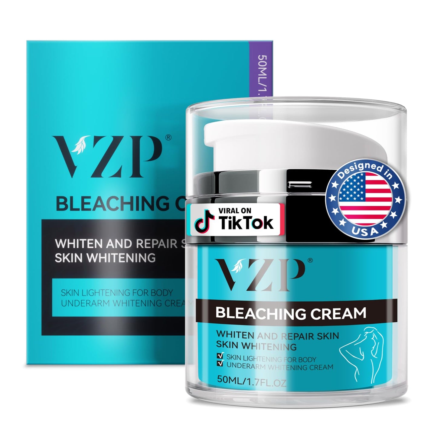 Skin Lightening Cream, Dark Spot Remover for Face Body Bleaching Cream for Intimate Areas & Body, Vitamin C Whitening for Underarms, Knees, Elbows, Inner Thighs, Bikini Line (1.7 Fl Oz)