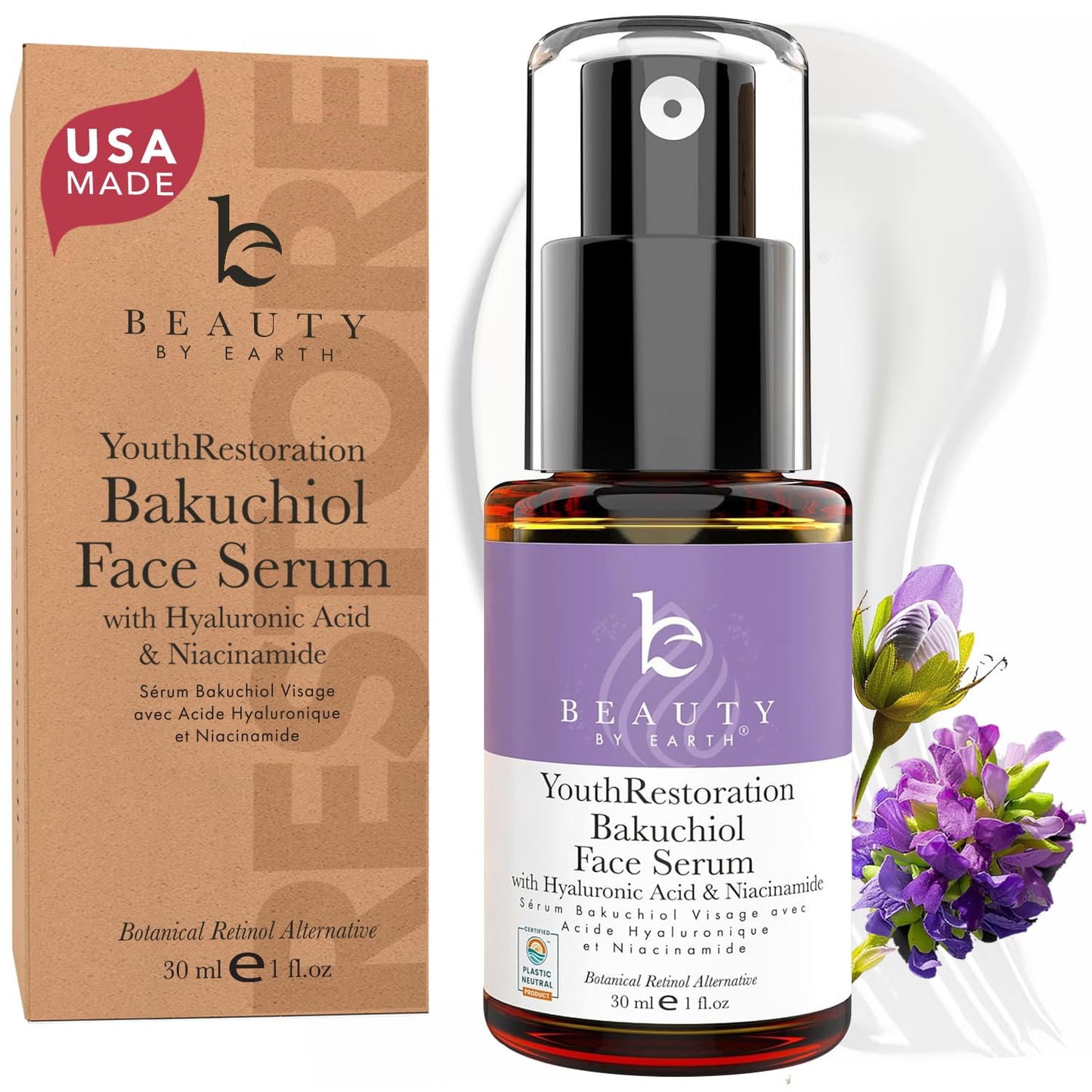 Bio Retinol ALTERNAtive BAKUCHIOL Serum - Smooths Skin & Reduces Fine Lines, USA Made with Natural & Organic Ingredients, Anti-Aging Skin Care Formula, Vegan, Cruelty Free