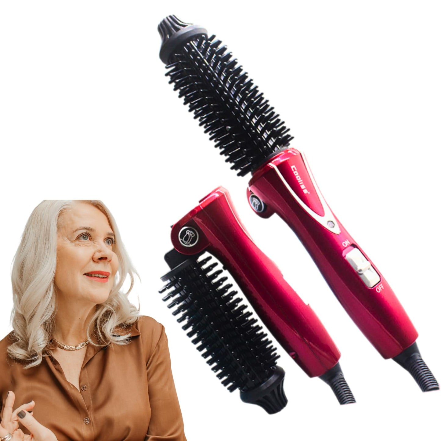 Mini Collaspe Hair Curler, Tangle-Free Curling Iron Brush and Volumizer, 1 inch Dual Voltage Travel-Friendly Tourmaline Ceramic Ionic Brush Styling Wand(Don't Blow Air