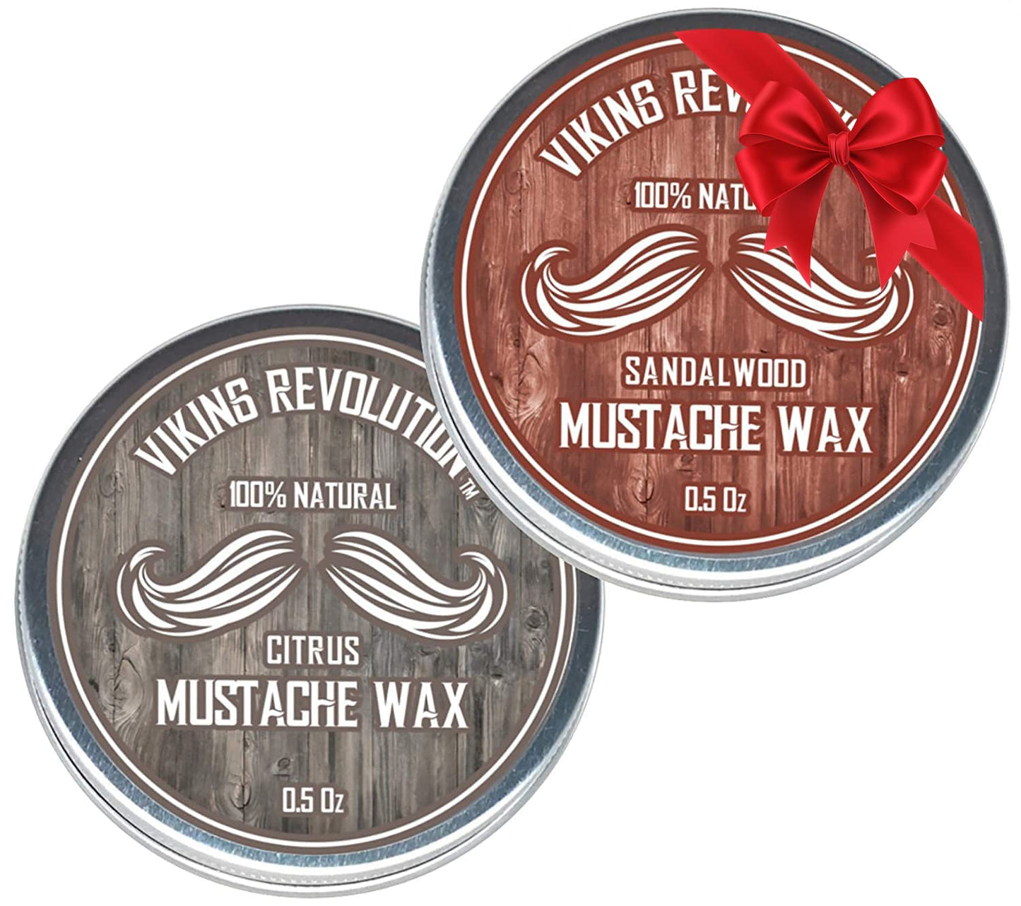 Viking Revolution Mustache Wax 2 Pack - Beard & Moustache Wax for Men - Strong Hold Helps Train Tame & Style (Citrus & Sandalwood, 2 pack)