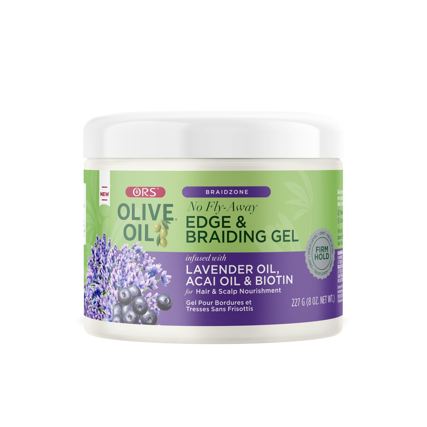 ORS Olive Oil Braidzone Edge & Braiding Gel with Lavender, Acai & Biotin for Hair & Scalp 8 oz