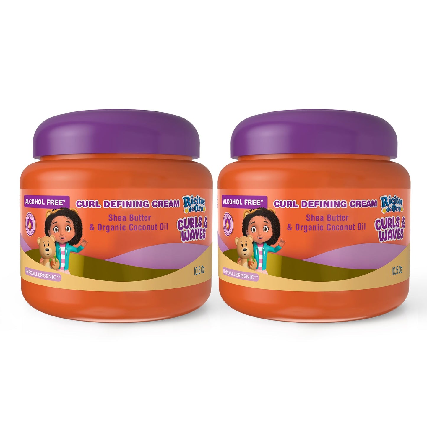 Ricitos de Oro Curl Defining Cream: Defines Curls Without Frizz, Long-Lasting Hydration,100% Natural Oils, Vegan Ingredients, Easy Detangle & Style, Conditions Without Weighing Down, 10.5 Oz, 2-Pack