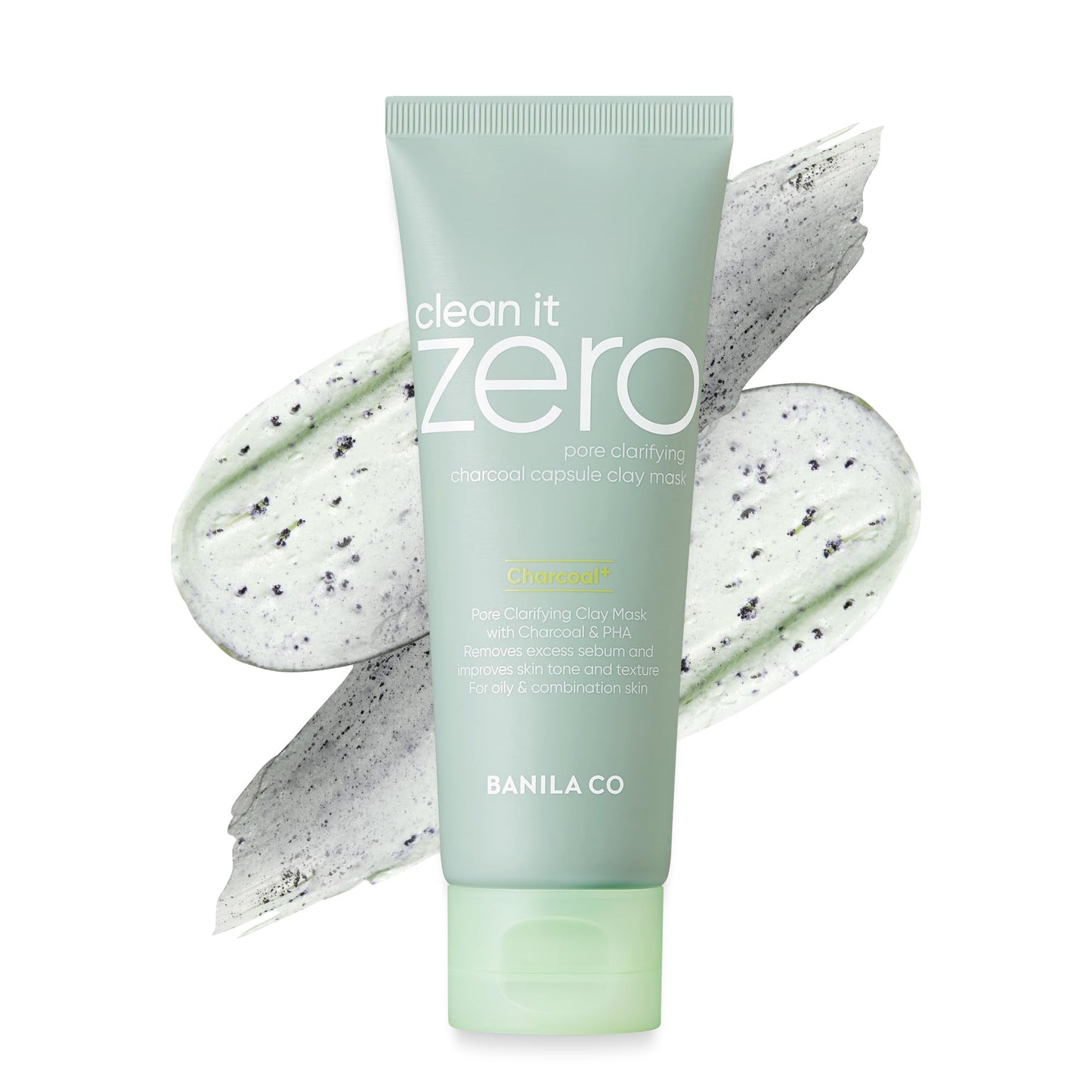 BANILA CO Clean it Zero Charcoal Capsule Pore Clay Mask | Deep Cleansing & Pore Care with Charcoal PHA Capsules & Green Clay | Korean Skincare for Oily & Sensitive Skin (100g / 3.53 oz)