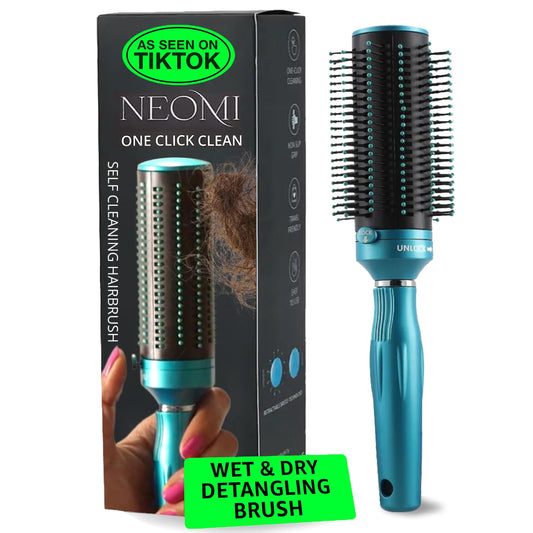 Hair Brushes for Women - Curly Hair Blow Dryer Brush Self Cleaning Detangler Round Brush for Blow Out - Roller Retractable Hairbrush for Wet or Dry Womens and Men Blue Birthday Gifts for Womens