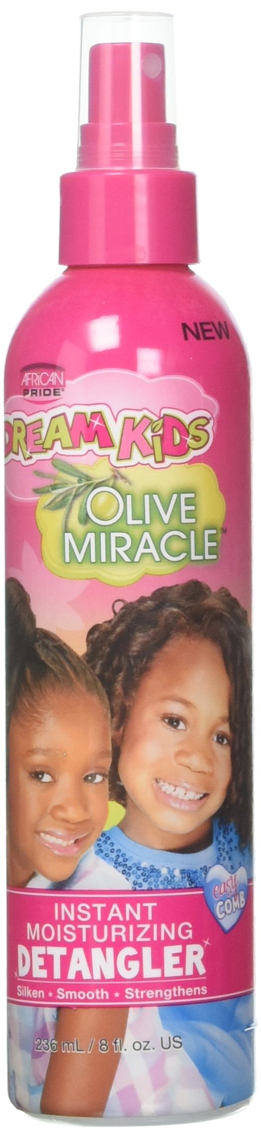 AFRICAN PRIDE Dream Kids Olive Miracle Instant Moisture Detangler, Restores Natural Coils & Curls, Adds Moisture & Controls Frizz, 8 Oz